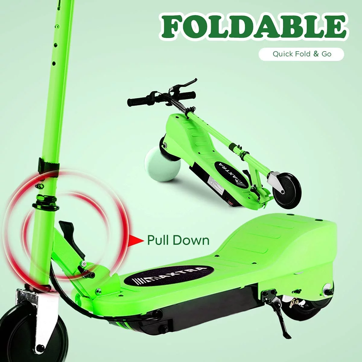 Maxtra Scooters E100 Electric Scooter for Kids Ages 6-12 - Up to 10 Mph, Foldable and Adjustable Handlebar - Womvr