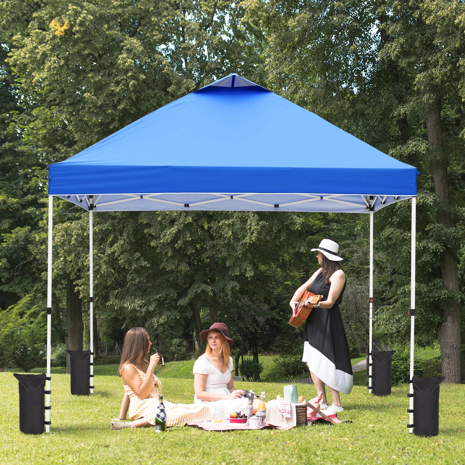 Outdoor Basics 10 ft x 10 ft Pop Up Canopy Tent with Carry Bag, Shade Canopy, Great for Picnic, Yard, Beach, Park, Camping, White - Womvr