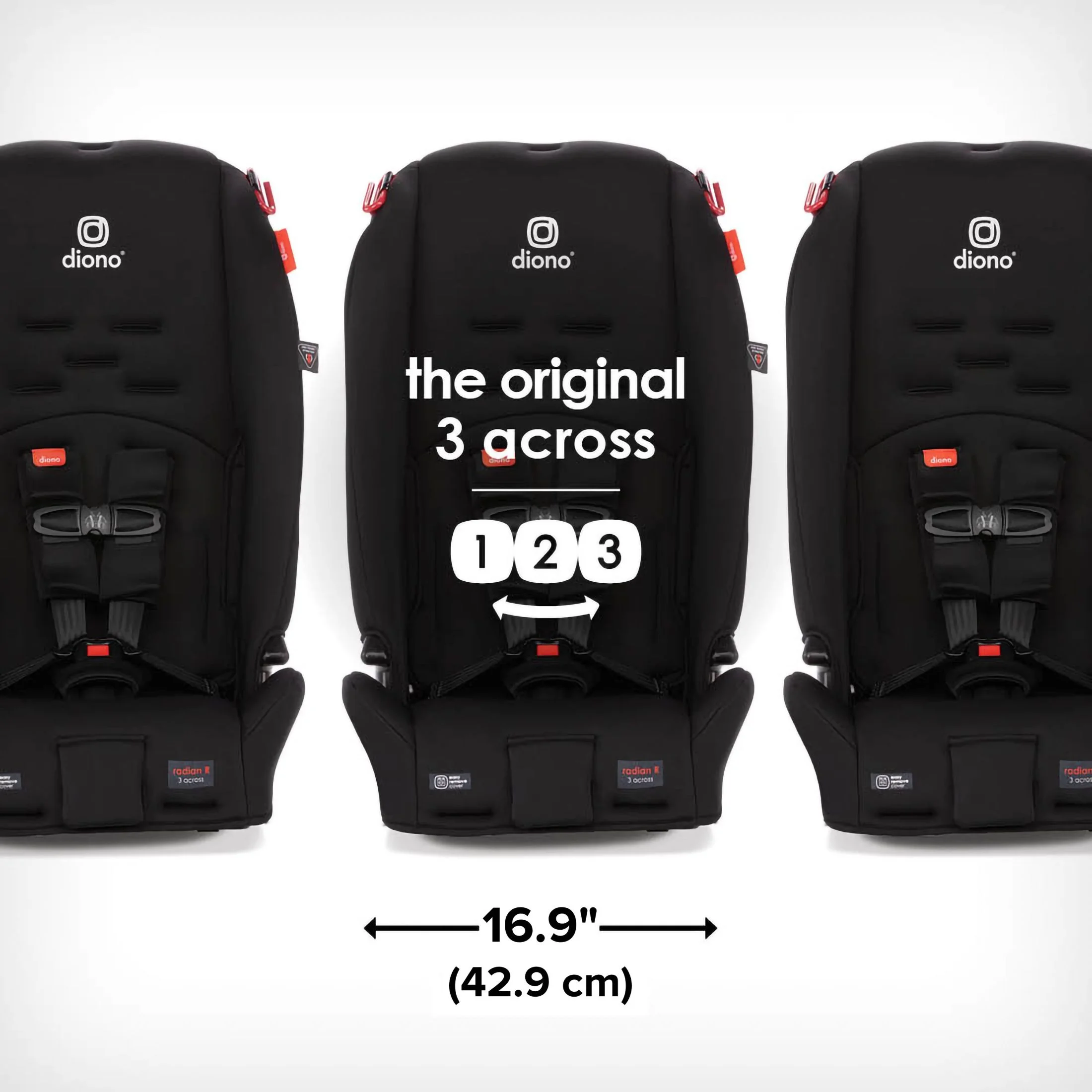 Diono Radian 3R All-in-One Convertible Car Seat, Slim Fit 3 Across, Black - Womvr