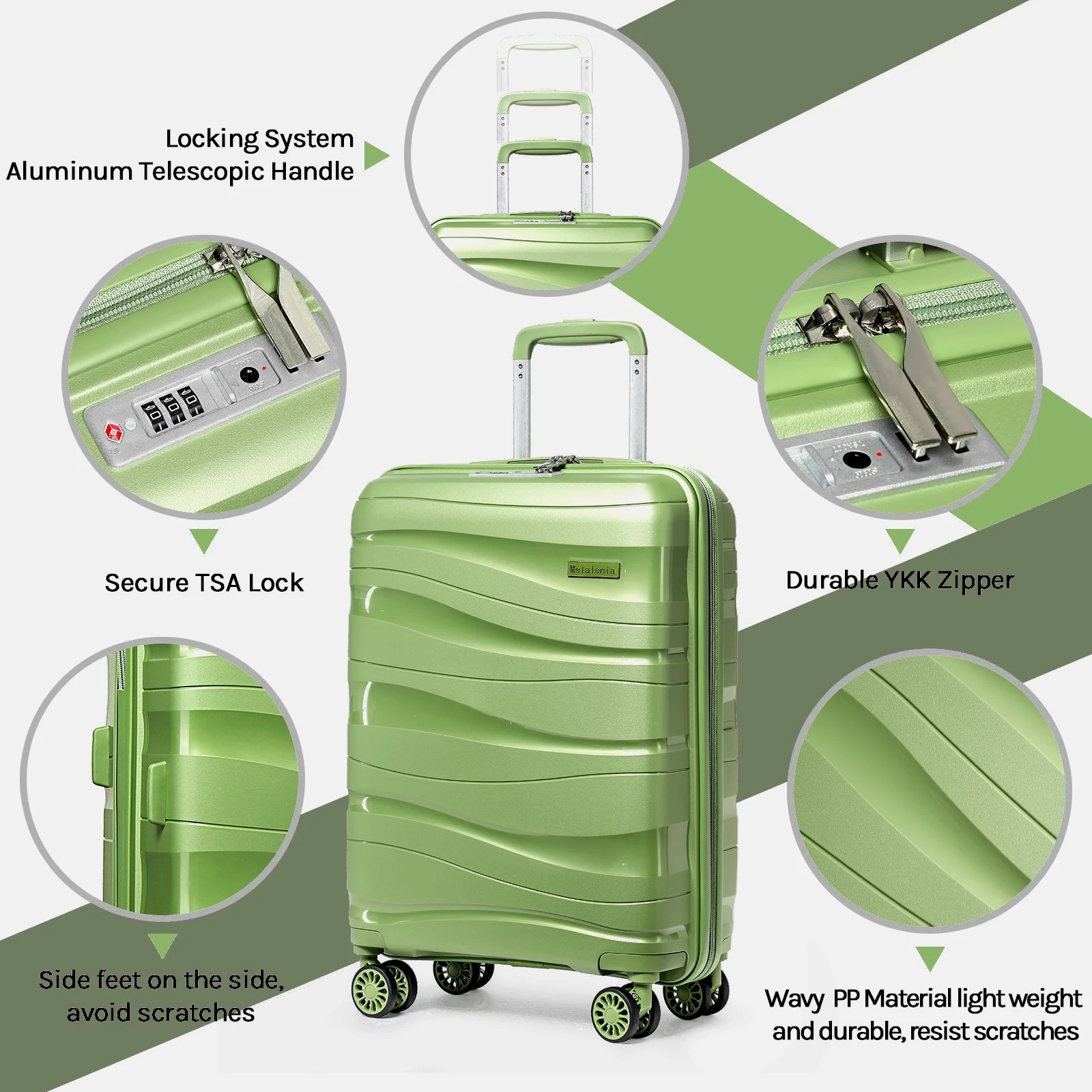 Melalenia - 5 Luggage Sets PP Hardside Spinner Luggage - ��Expandable Carry-on Suitcase20