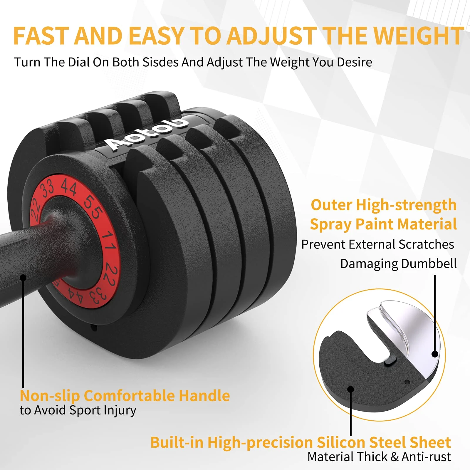 SKOK 11-55 lbs Adjustable Dumbbells Weight Set, Pair, Gym Exercise and Workout Fitness, Black - Womvr