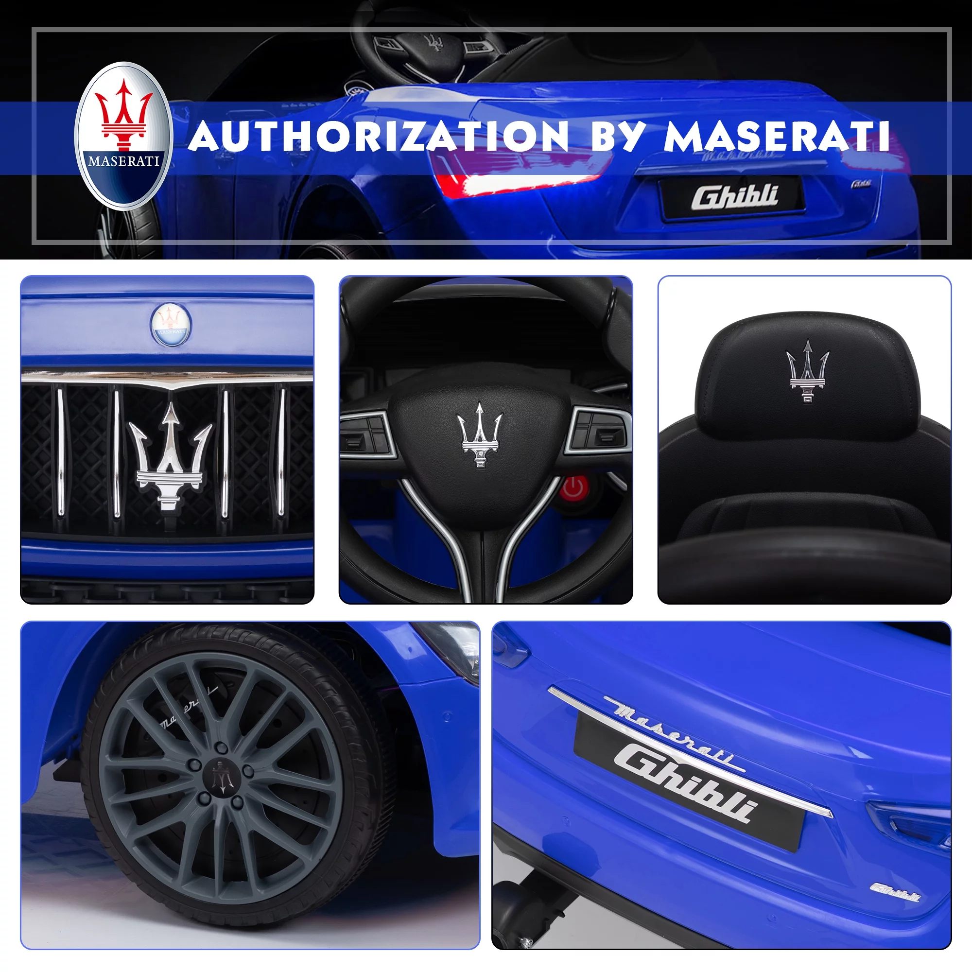 12V Maserati Licensed Kids Ride on Car Battery Powered Toy Car W/ Remote Control LED MP3 USB, Pink - Womvr