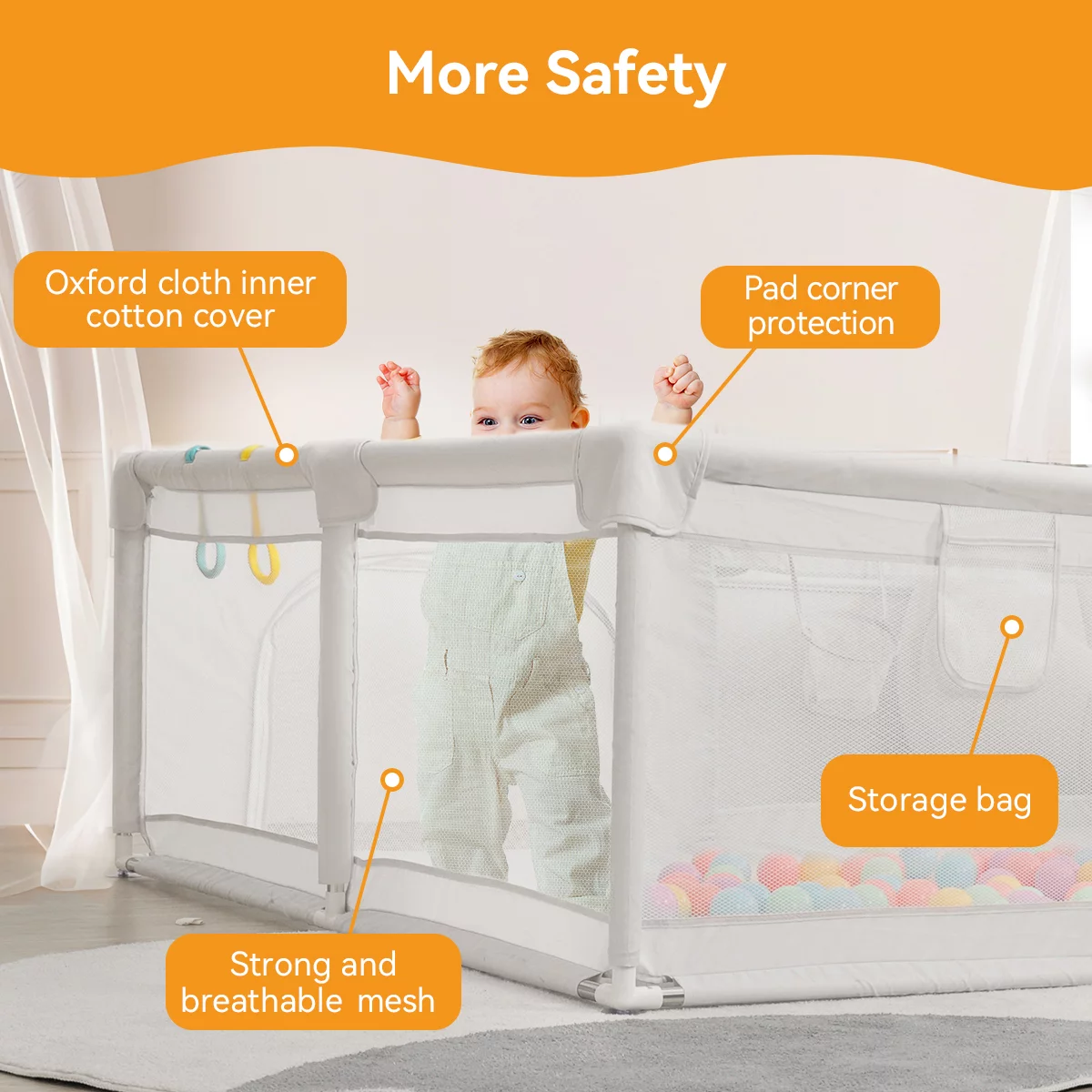 Large Baby Playpen, 79x63x27inch Activity Center Playard for Babies and Toddlers, Gray - Womvr