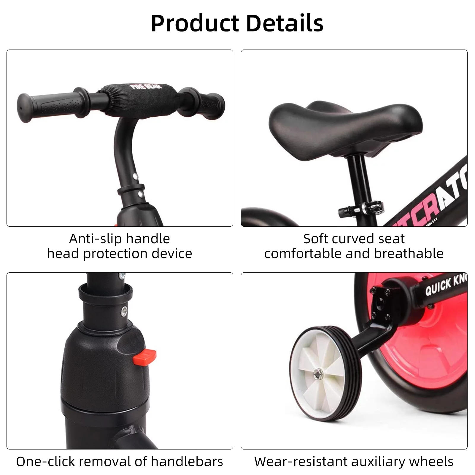 WLRETMCI Kid Balance Bike, 4 in 1 Toddlers Training Bicycle for 2-5 Years Old Boys Girls, Lightweight with Pedals and Training Wheels, Red Christmas Gifts - Womvr