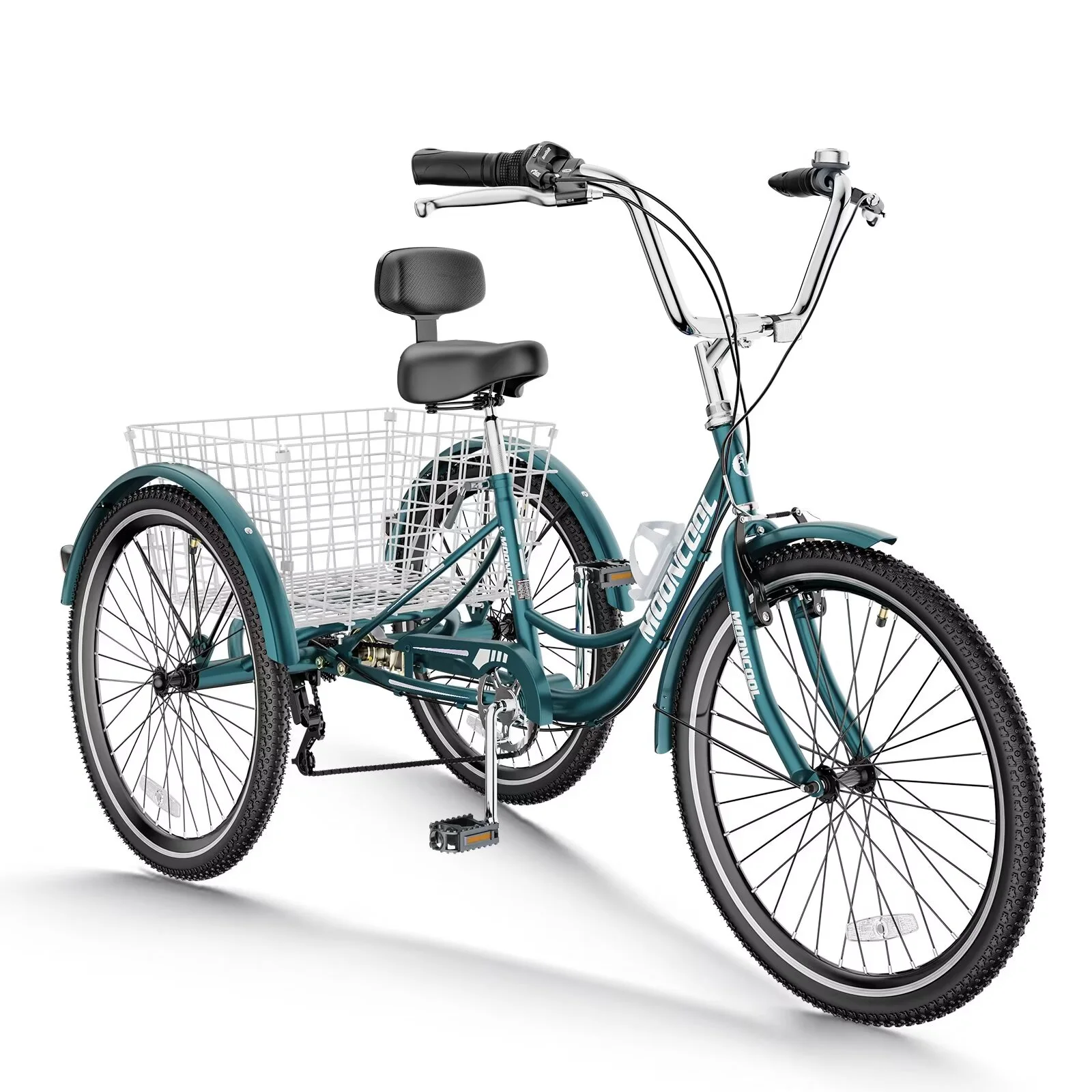 MOPHOTO 7 Speed Adult Tricycle 26 in/24in/20in, Trikes for Adults, Adult Tricycle with Basket & Dual Braking System, Adult Trikes for Women, Men, 3 Wheeled Bicycle for Shopping, Picnics Exercise - Womvr