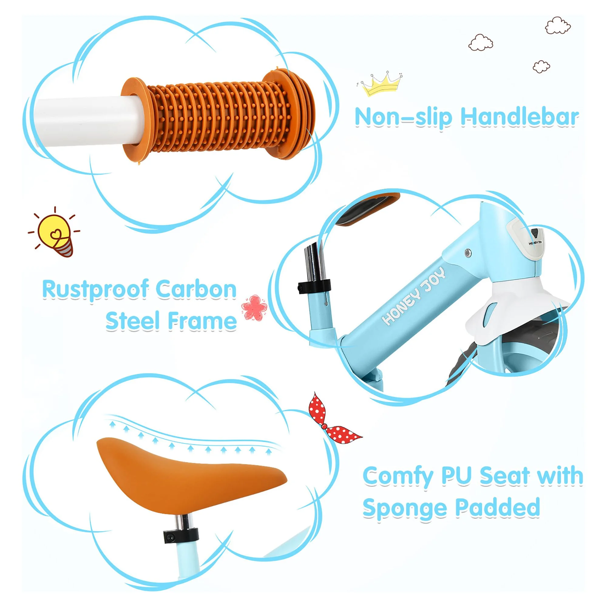 Honey Joy Kids Balance Bike Toddler Training Bicycle w/ Feetrests for 2-5 Years Old Red - Womvr