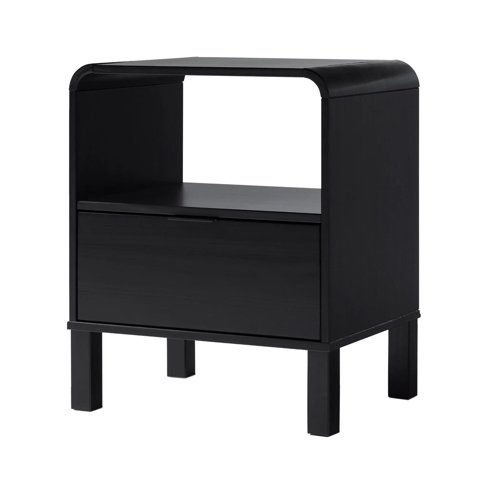Walker Edison Modern Curved-Frame Solid Wood Nightstand, Brown - Womvr