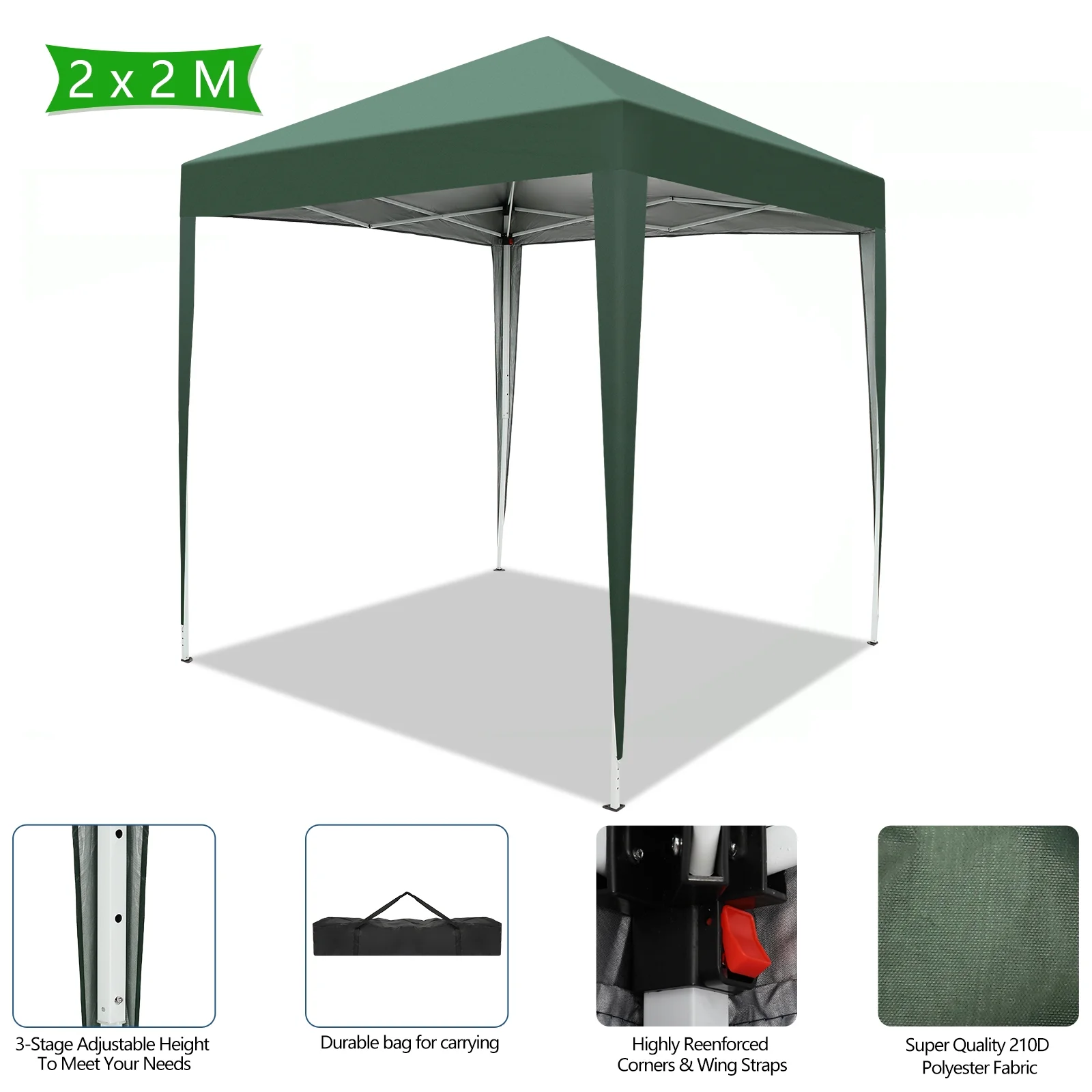 Winado  6.5 x 6.5ft Ez Pop Up Gazebo Canopy Tent for Outdoor Waterproof Party Wedding 4 Sidewalls Green - Womvr