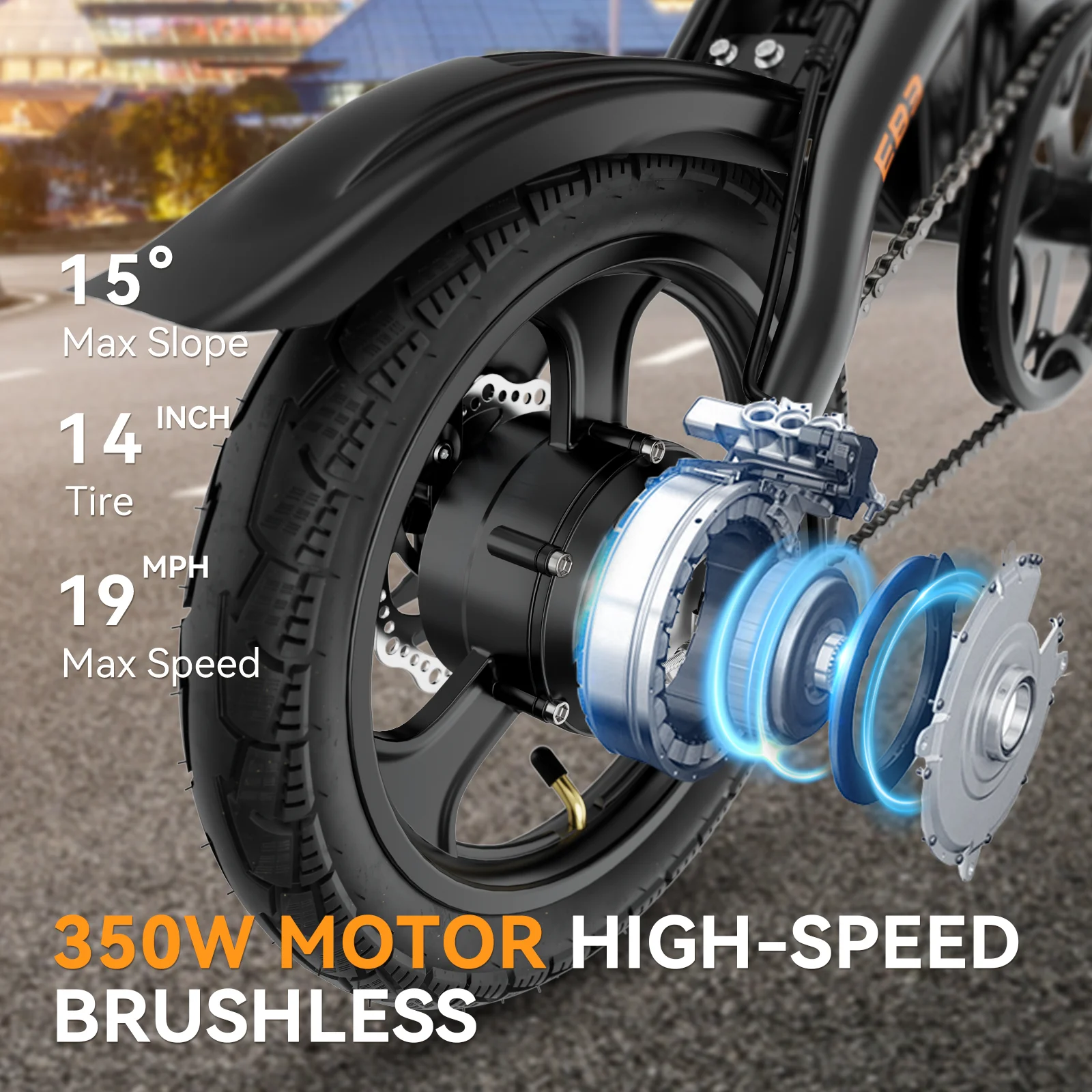 Jasion EB3 Electric Bike for Adults, 350W Folding Electric Bicycle with 270Wh Battery, 14