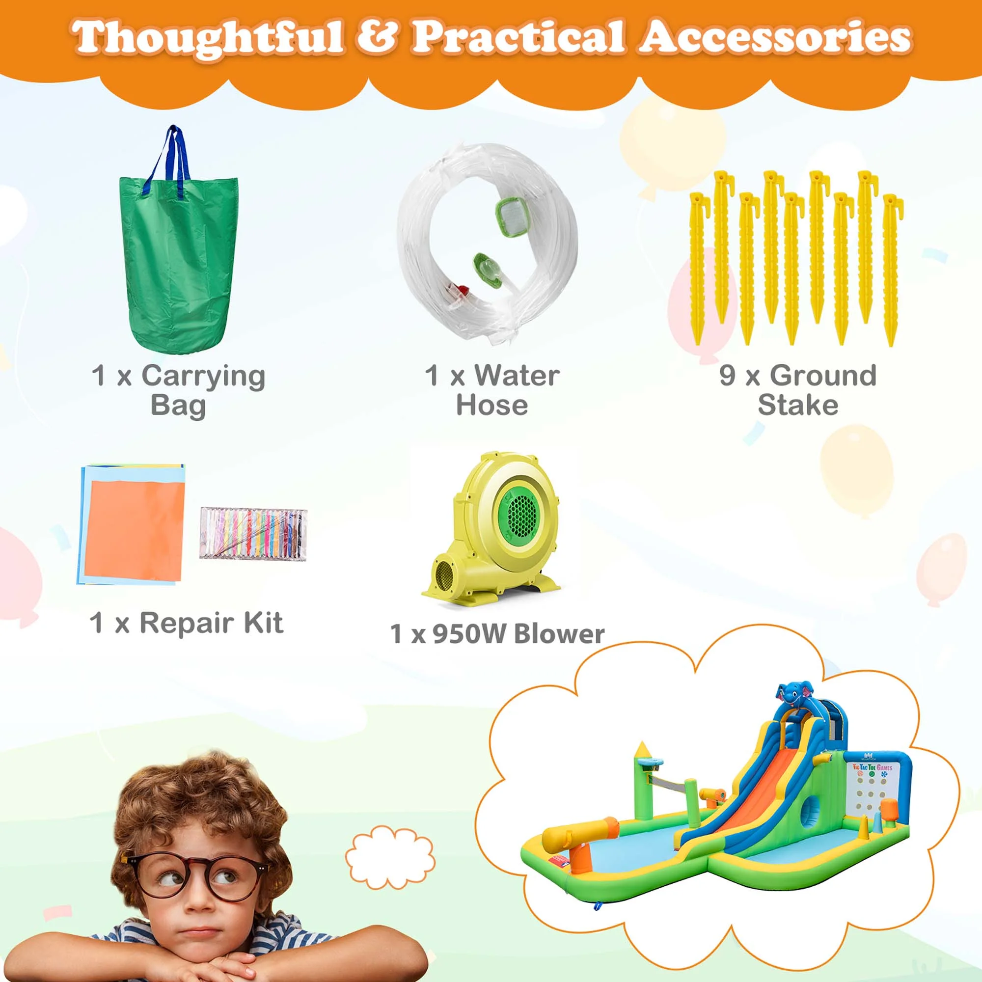 Costway Inflatable Water Slide Giant Splash Pool for Kids Backyard Fun without Blower - Womvr