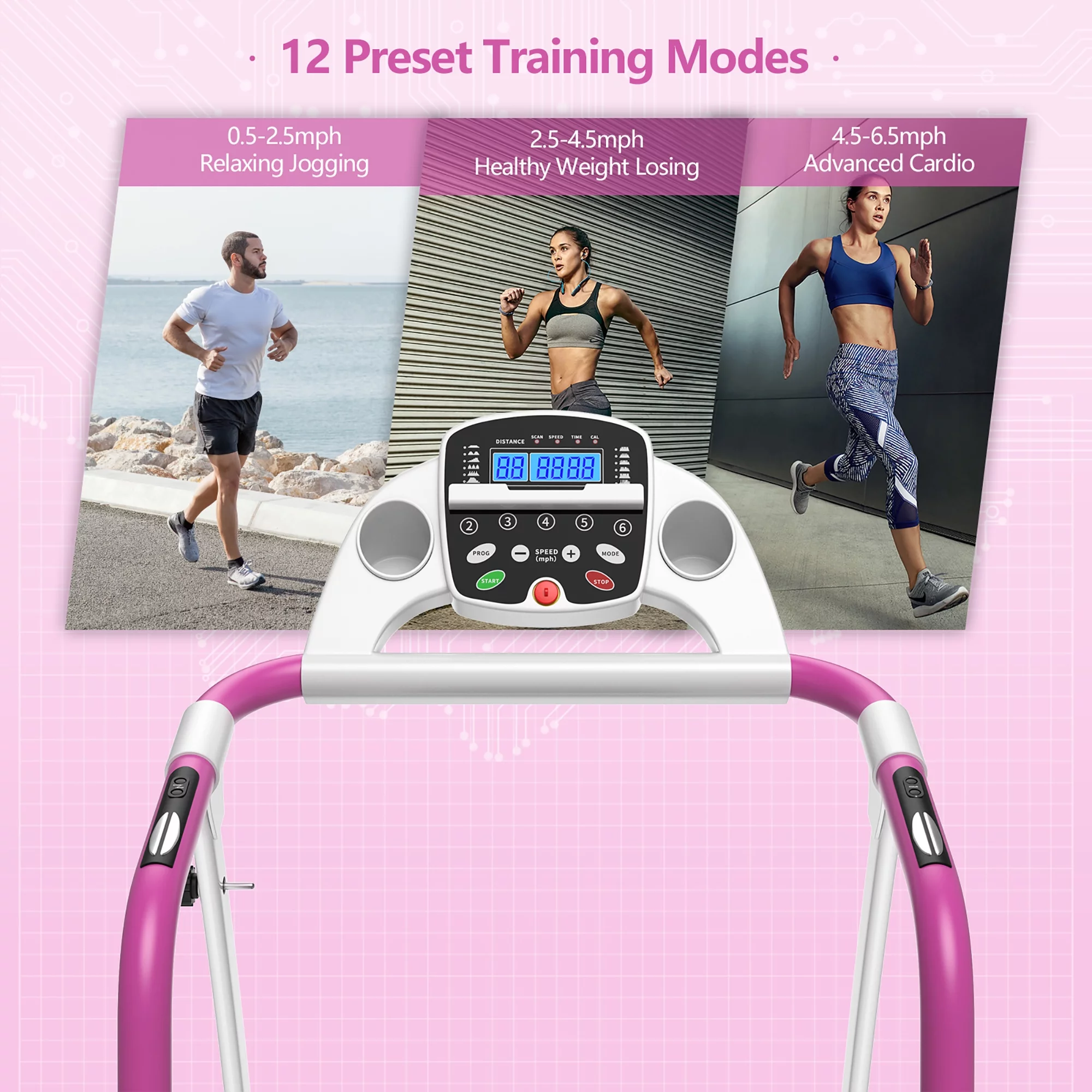Costway 800W Folding Treadmill Electric /Support Motorized Power Running Fitness Machine - Womvr