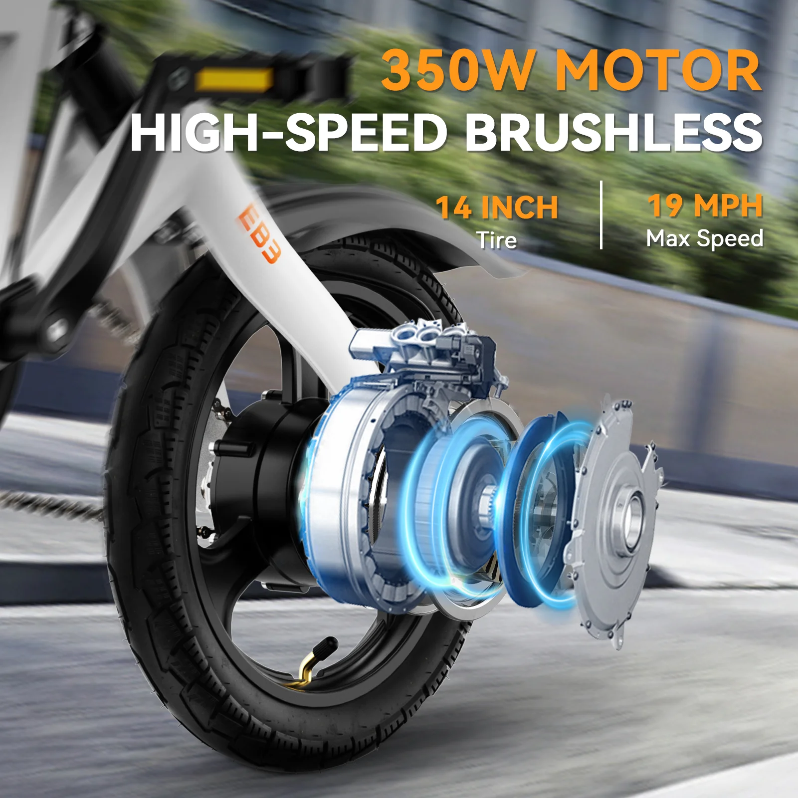 Jasion EB3 Electric Bike for Adults, 350W Folding Electric Bicycle with 270Wh Battery, 14