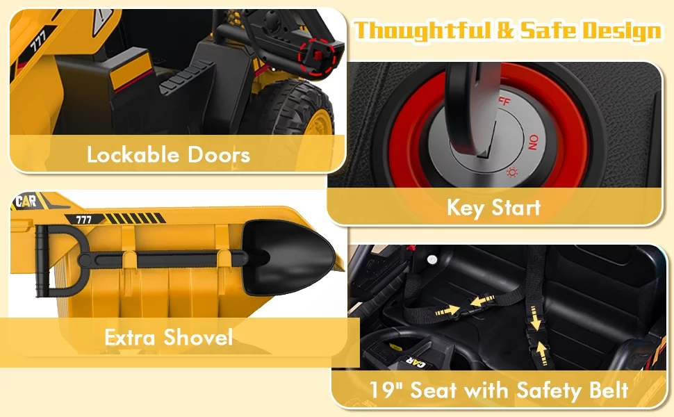 TOKTOO 12Volt Powered Ride on Toy Car for Girls Boys, Dump Truck w/ Electric Dump Bed, Remote Control, Music Player, 1 Seater Electric Car-Ochre Yellow - Womvr