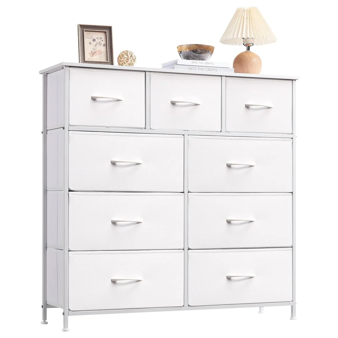 Somdot Dresser, 9-Drawer Fabric Storage Tower for Bedroom, Nursery, Entryway, Closets, Tall Chest Organizer Unit with Large Capacity Fabric Bins - Womvr