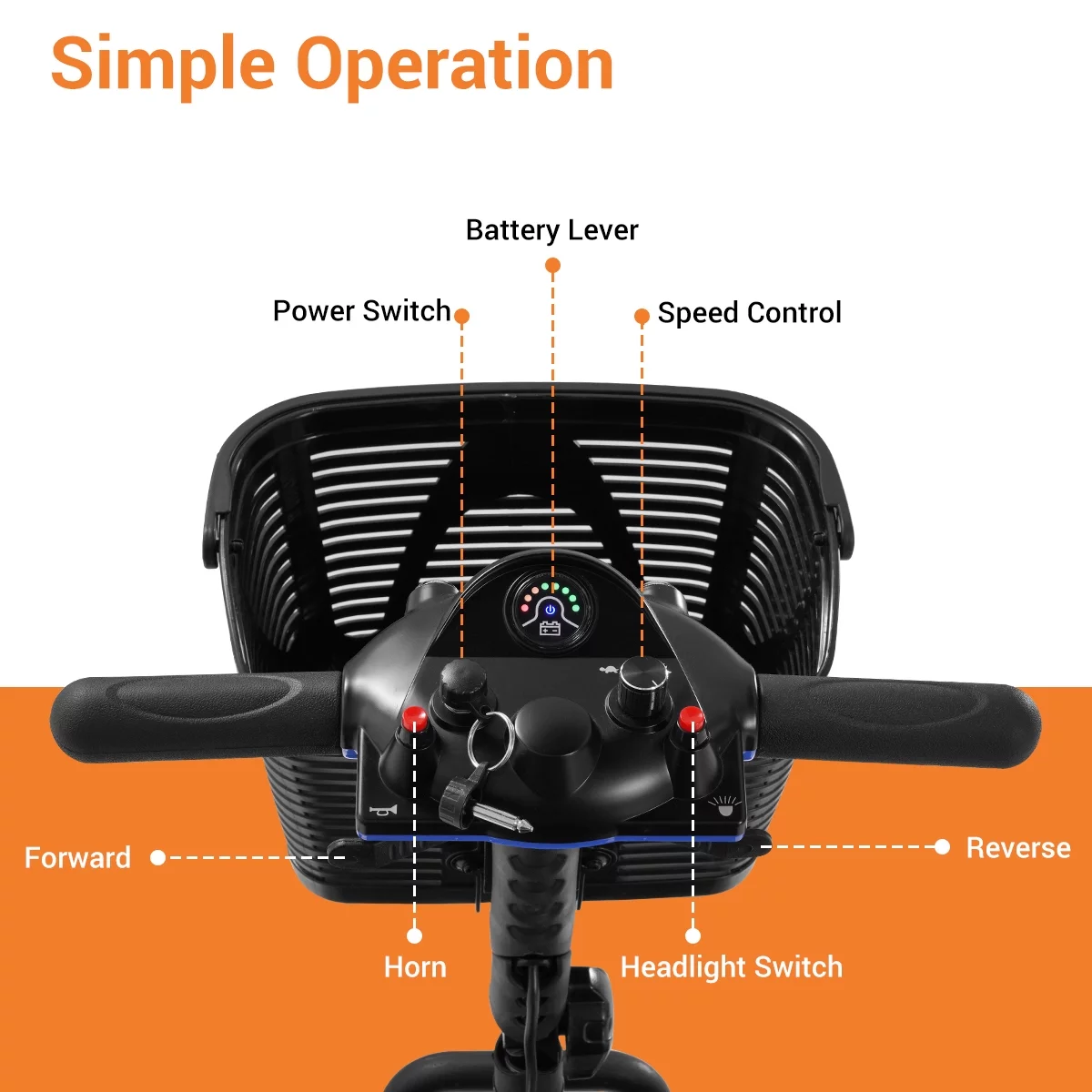 TEKAMON 4 Wheels Mobility Scooter - Portable Folding Power Electric Mobility Scooters for Seniors, Adults, Handicapped, Elderly - Range Extended Battery,Blue - Womvr