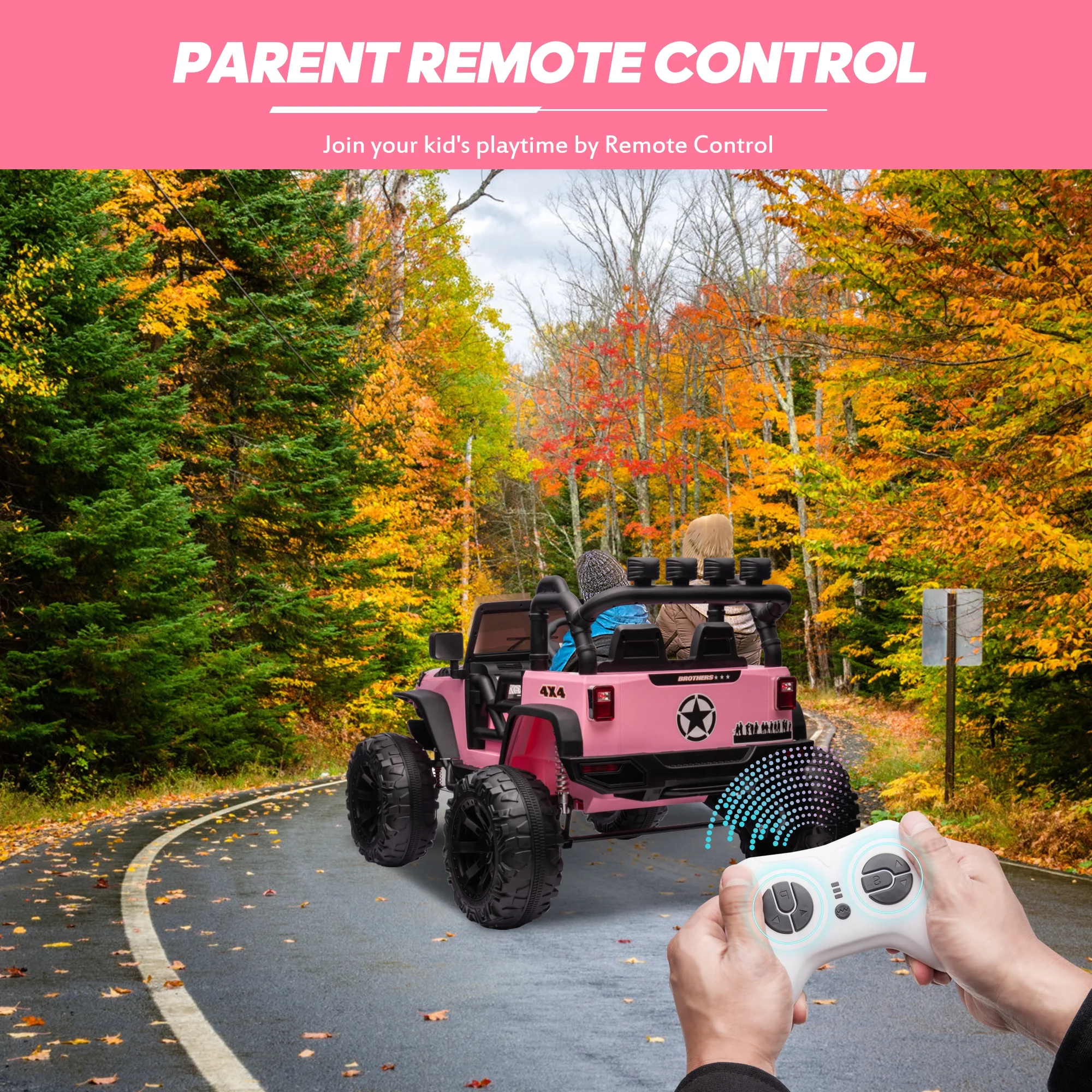 Outfunny 24V Kids Ride on Truck, 2-Seater Powered Ride on Toy Car with Remote - Womvr