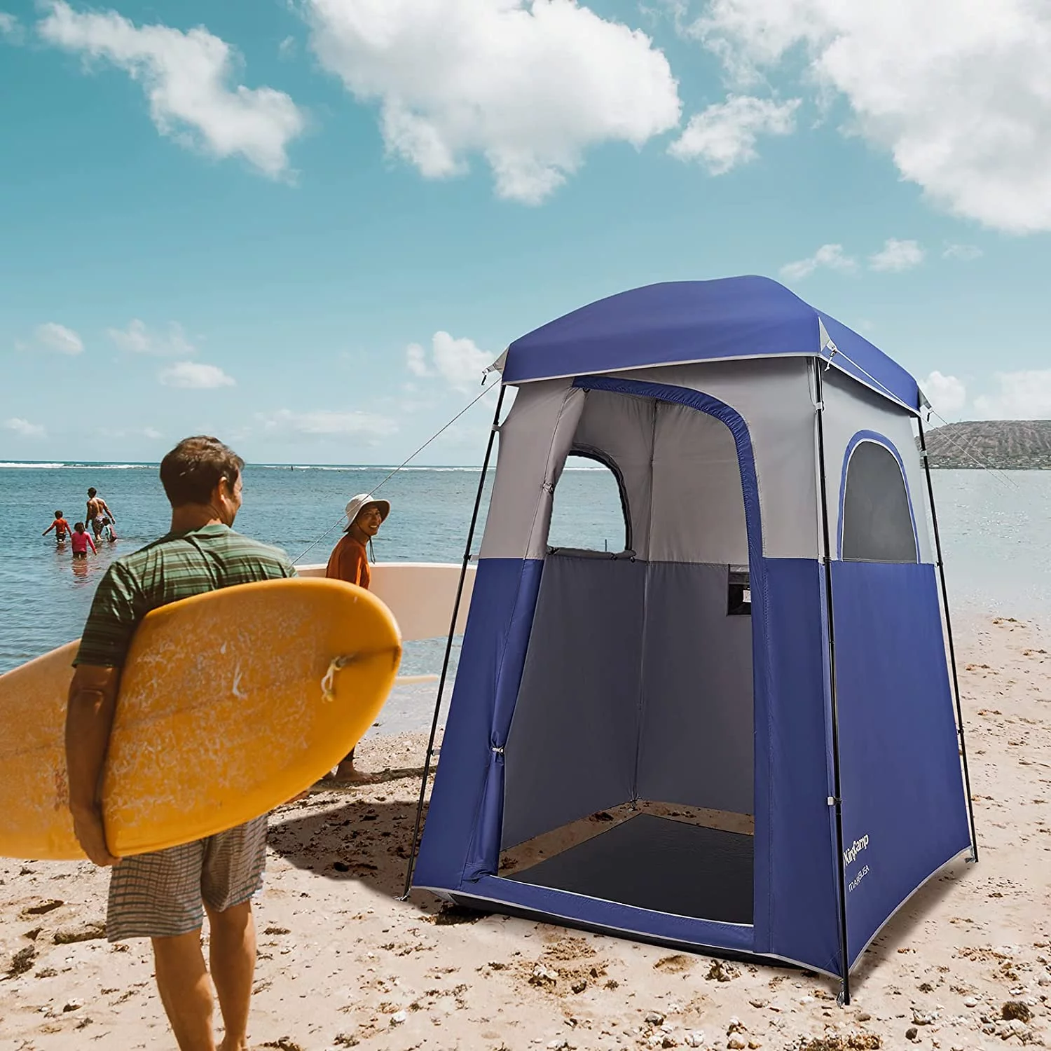 KingCamp Oversized Shower Tent Extra Wide 1 Room with Floor Waterproof Camping Privacy Shelter Easy Set Up Tent for Dressing Changing Toilets Tent, Coffee - Womvr