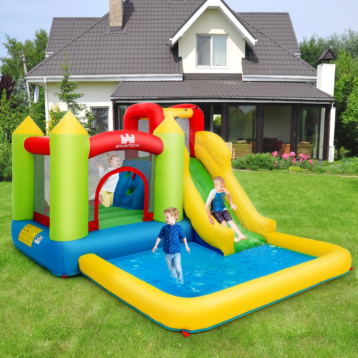 Costway Inflatable Bounce House Water Slide Jump Bouncer Climbing Wall Splash Pool Blower Excluded - Womvr