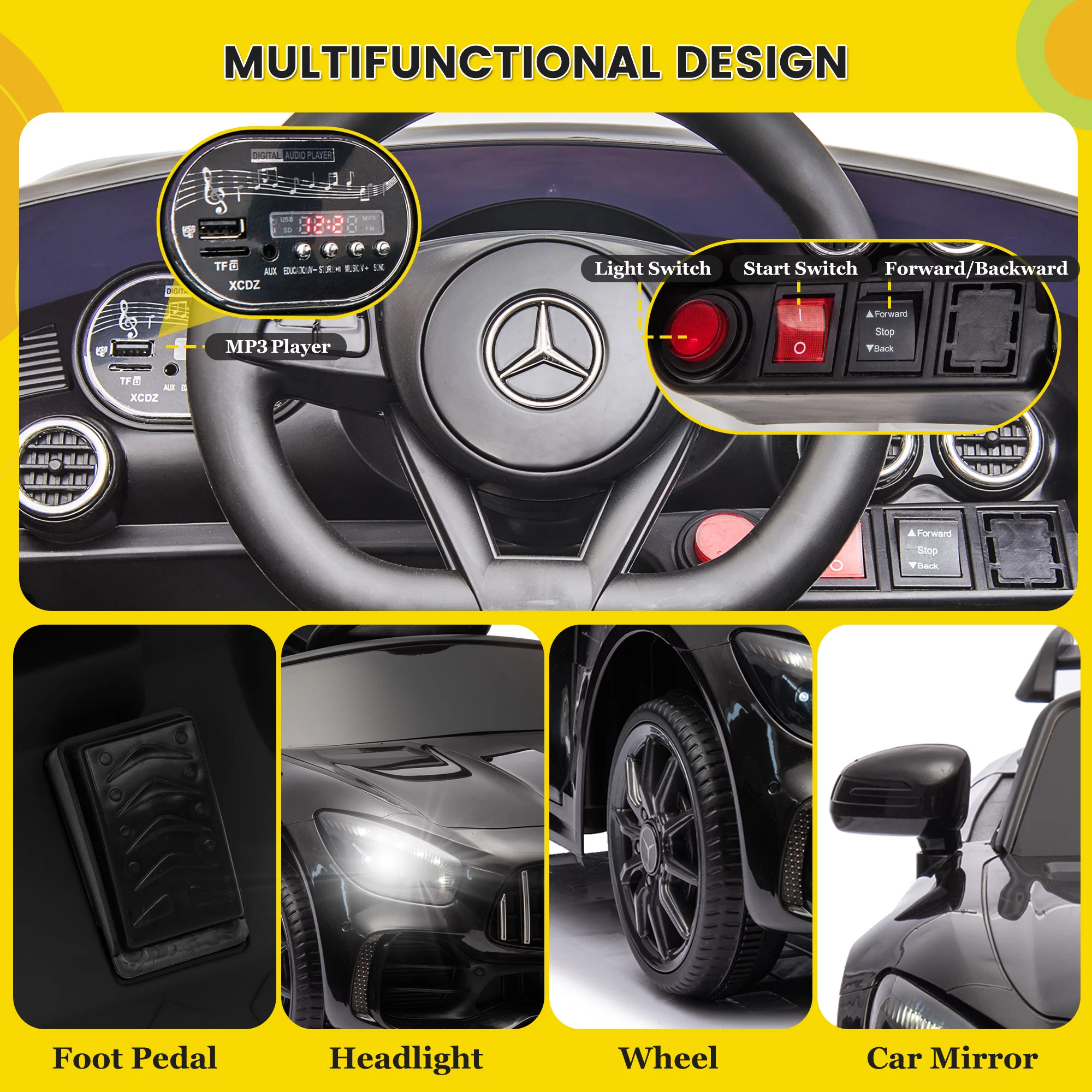 Seizeen 12V Kids Ride On Cars Battery Powered, Lamborghini Ride on Toy w/ Remote Control, 3 Speeds, Music Player, Ride On Cars for Kids As Best Gift for Girls Boys, Pink - Womvr