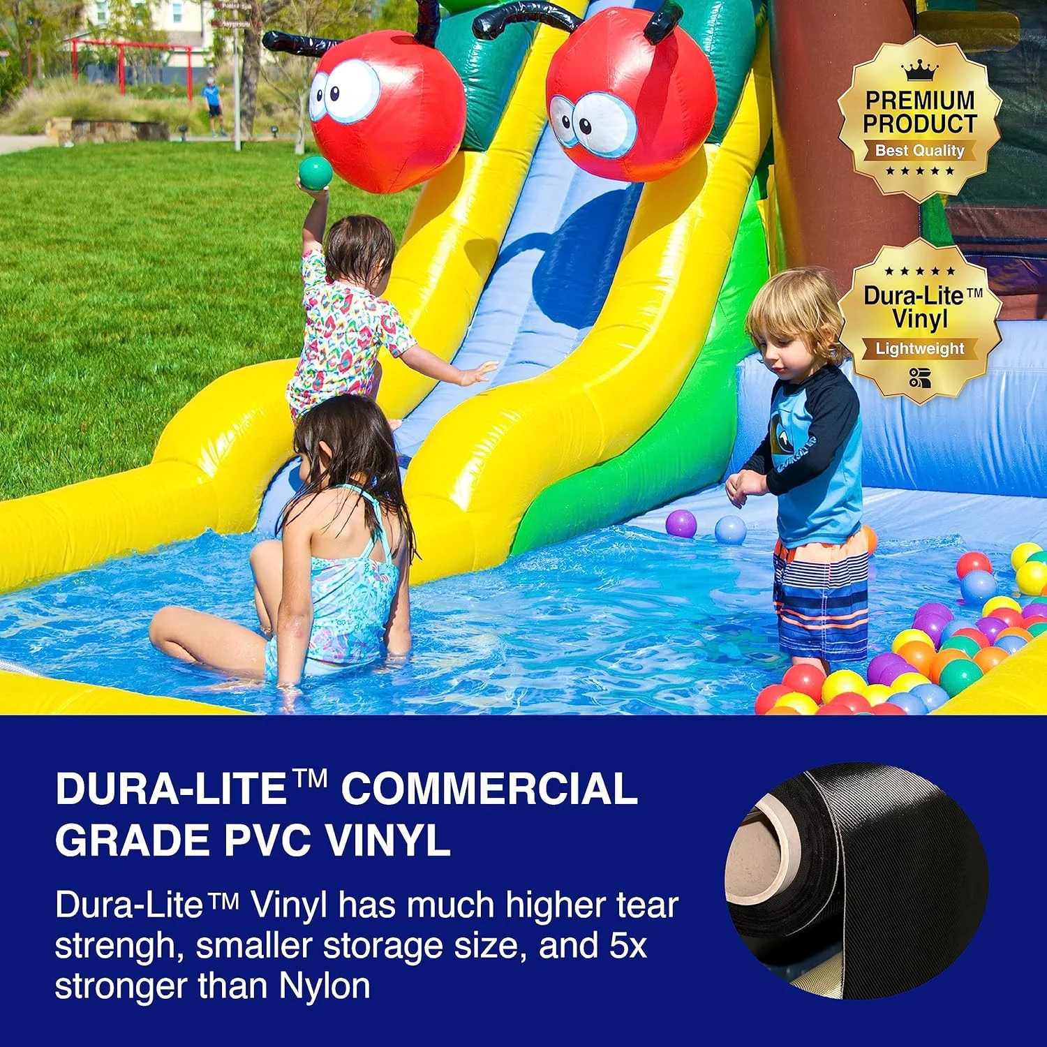 JumpOrange Water Slide Bounce House for Kids (with Blower), Caterpillar - Womvr