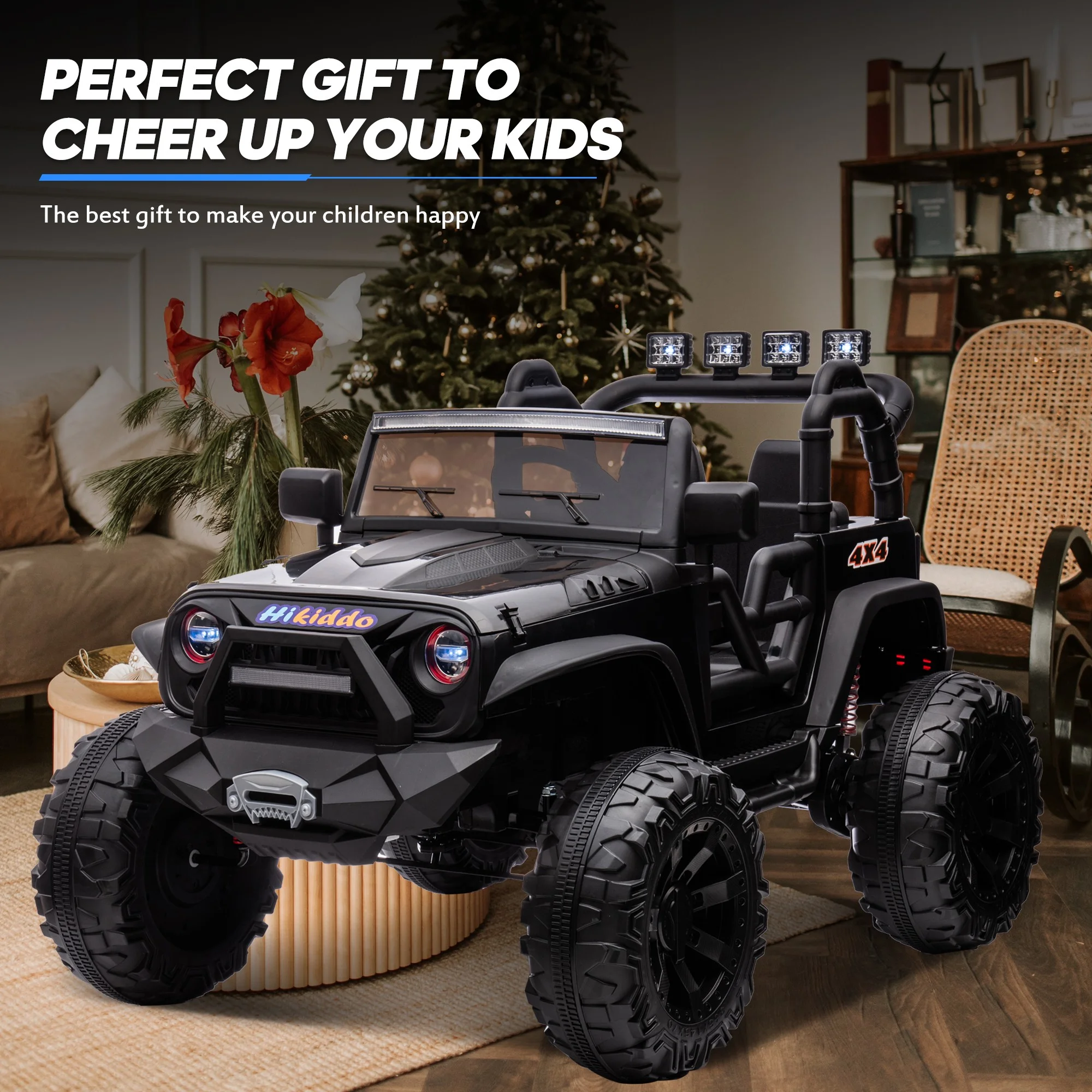 Hikiddo JC555 24V Ride on Toy for Big Kids, 2 Seater Powered Ride-on Truck Car with Remote - Green - Womvr