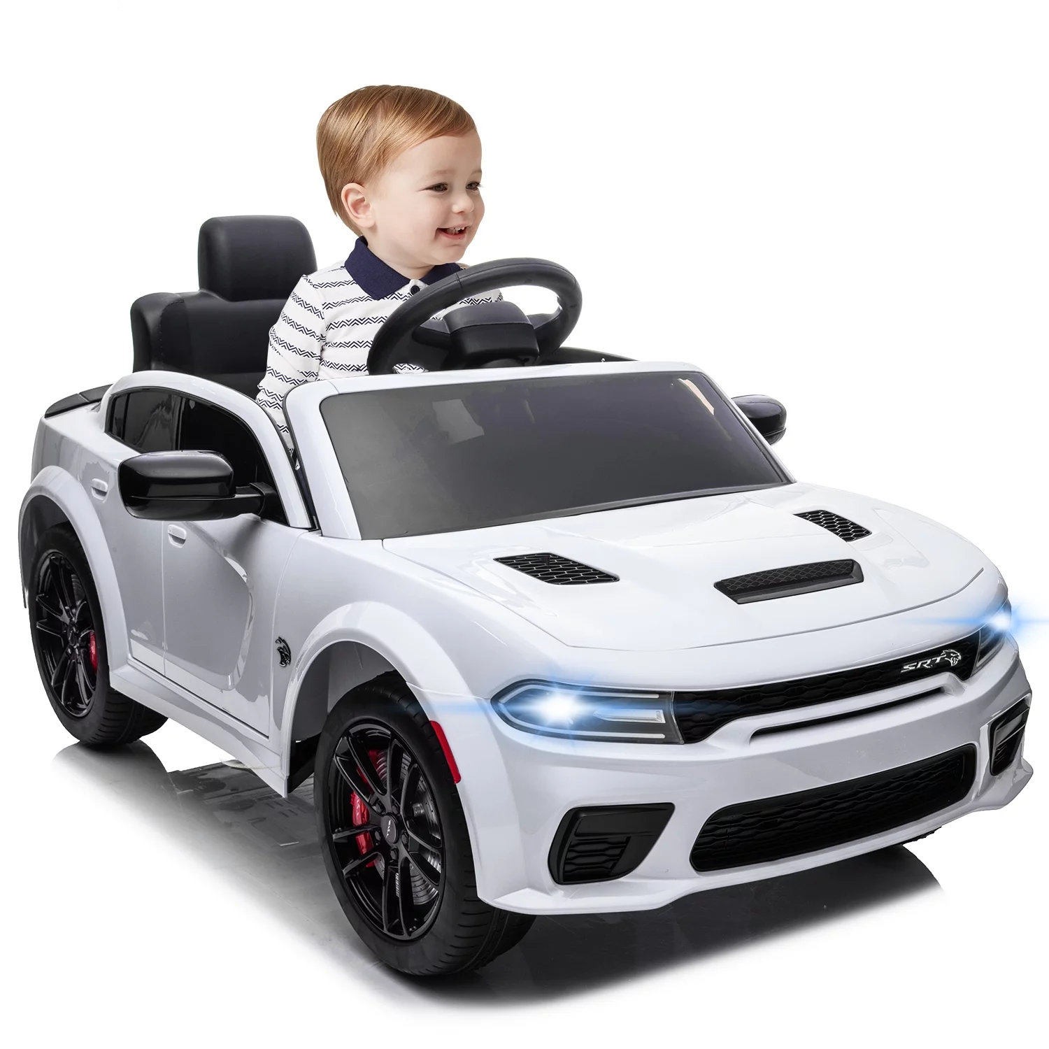 uhomepro Black 12 V Dodge Charger SRT Hellcat Battery Powered Ride on Cars with Remote Control, Bluetooth, LED Light and MP3 Player - Womvr