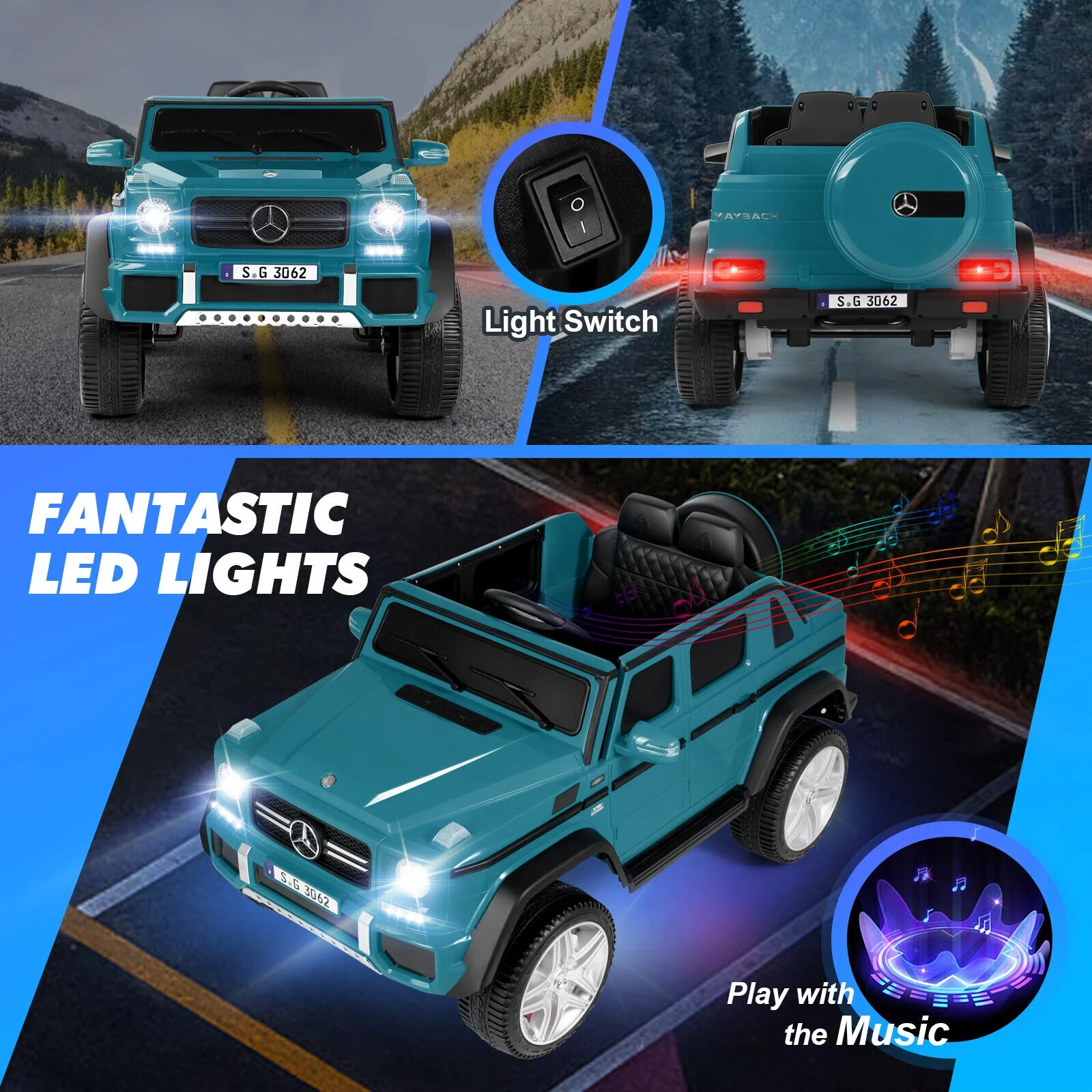 JOYLDIAS 12V Kids Ride on Car 3 Speeds Licensed Mercedes-Benz Electric Toy w/ Bluetooth, Remote Control, LED Lights (Pink) - Womvr