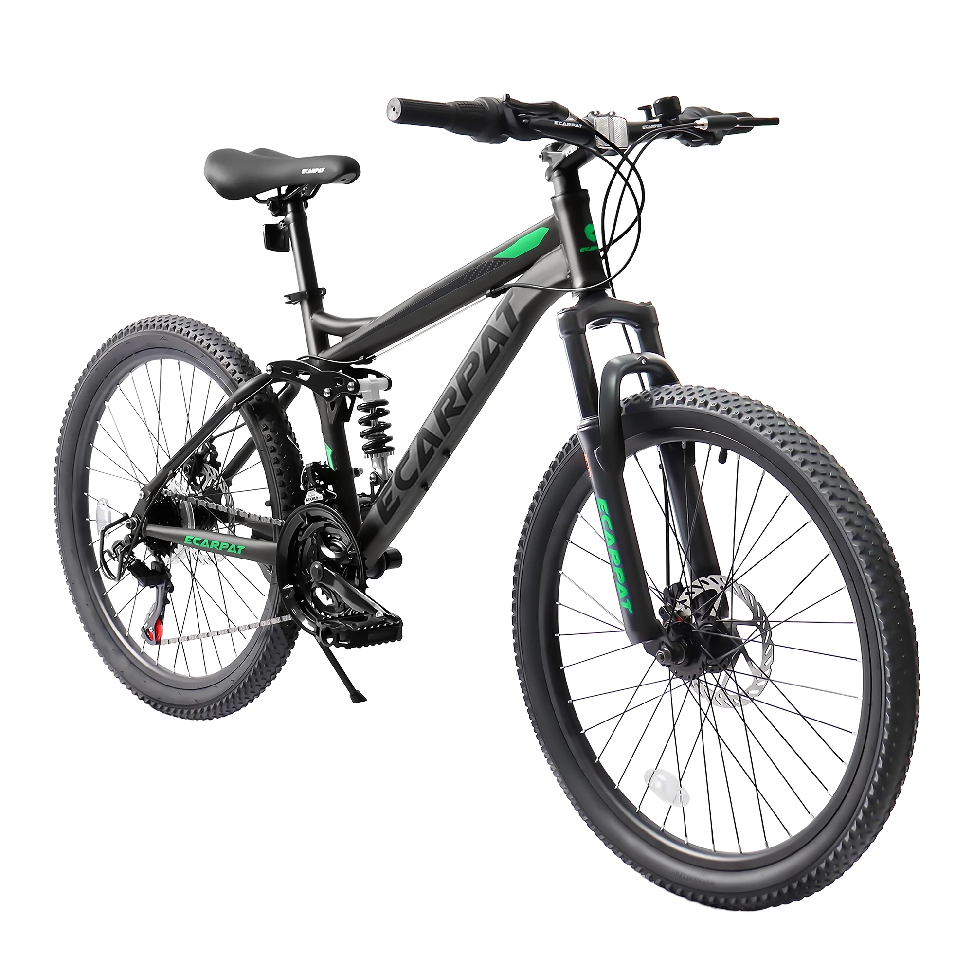 CIYOYO Mountain Bike for Mens and Womens, 24 Inch Adult Bicycle, Trail Bike 21-Speed Full Suspension, Gray - Womvr