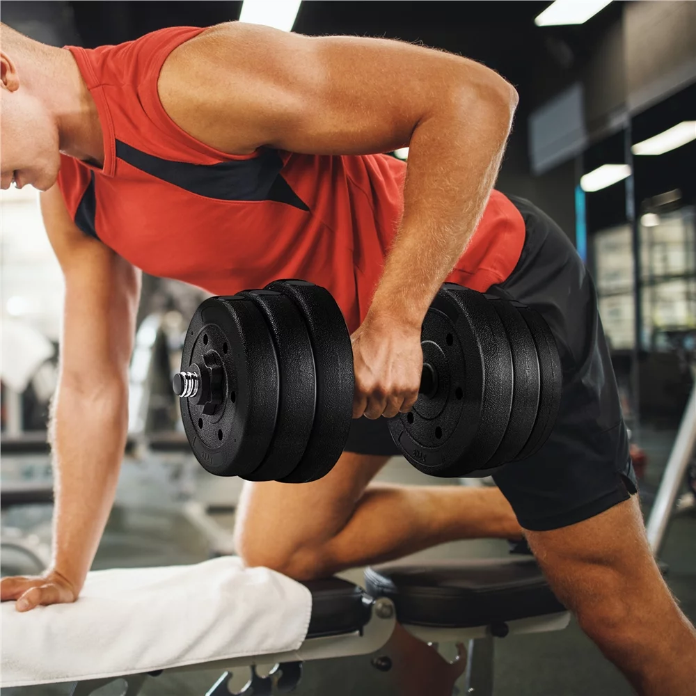 Yaheetech 66LB Adjustable Dumbbell Weight Set Home Training Dumbbell Pair Lifting Black - Womvr