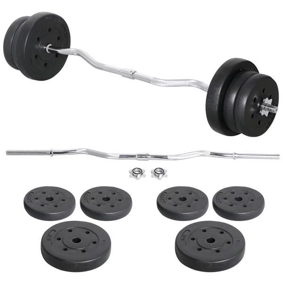 Renwick 55lb Barbell Dumbbell Weightlifting Set Black - Womvr