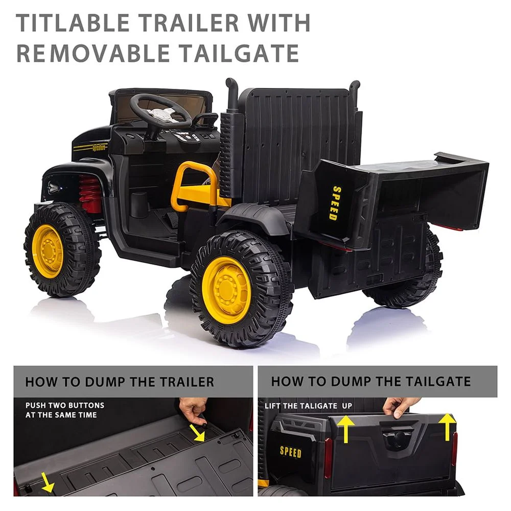 Hikiddo JC222 24V Ride on Toy, Kids Ride On Dump Truck 2 Seater with Remote - Womvr