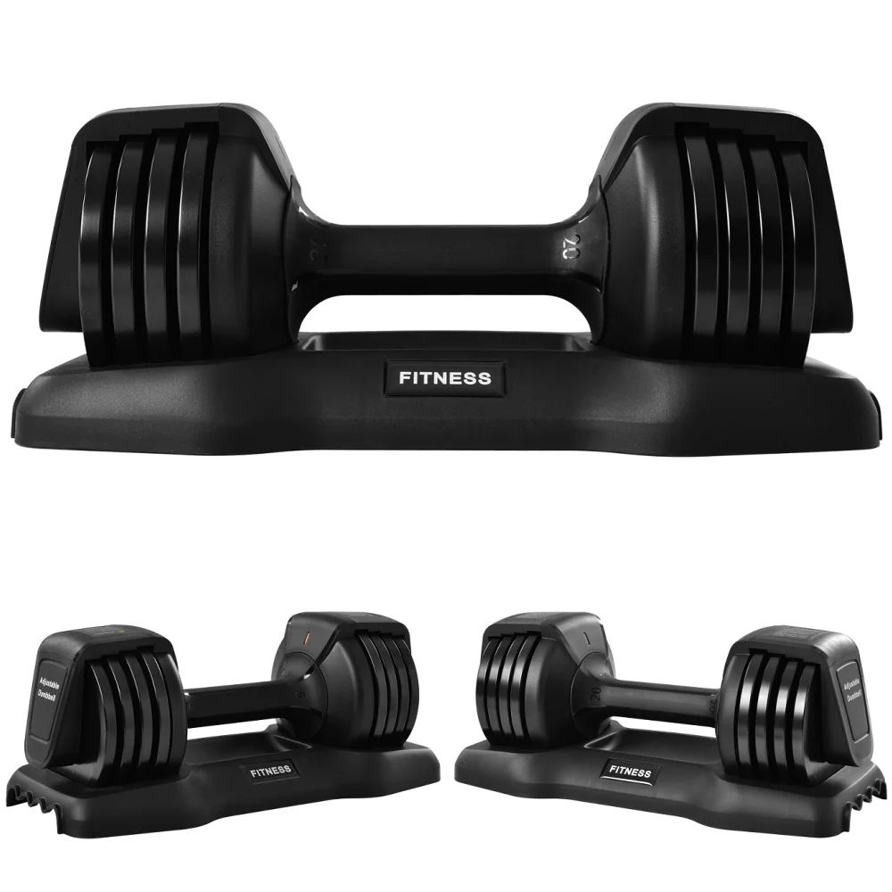 Adjustable Dumbbell 55 lb Dumbbell: Single Dumbbell with -Slip Handle, Fast Adjust Weight by Turning Handle with Tray, Exercise Fitness Dumbbell Suitable for Women Man Workout - Womvr