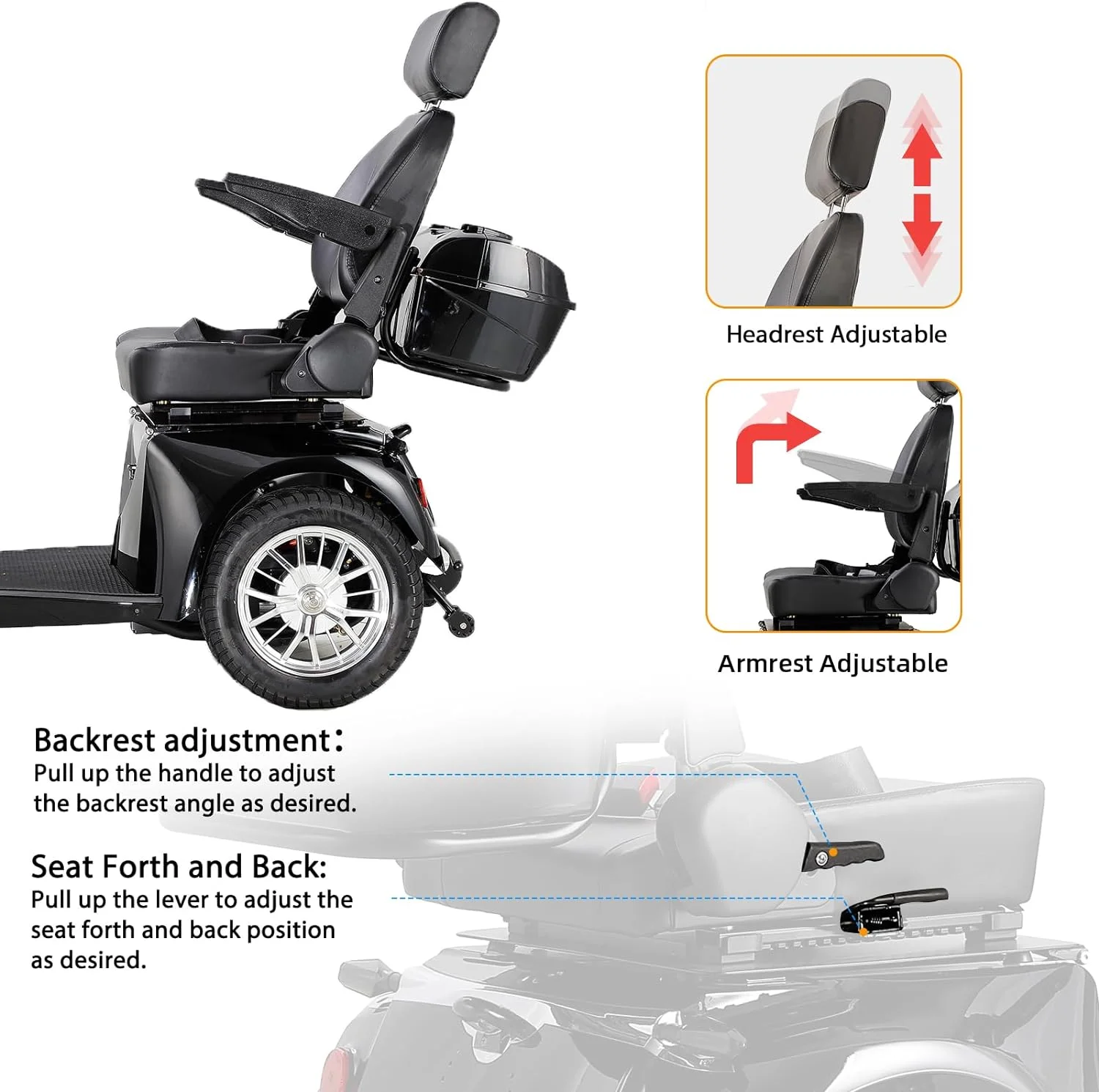 4-Wheel Electric Mobility Scooter for Adults Seniors and Eldely,Adult Electric Powered Wheelchair Device,Father's Day Gift - Womvr