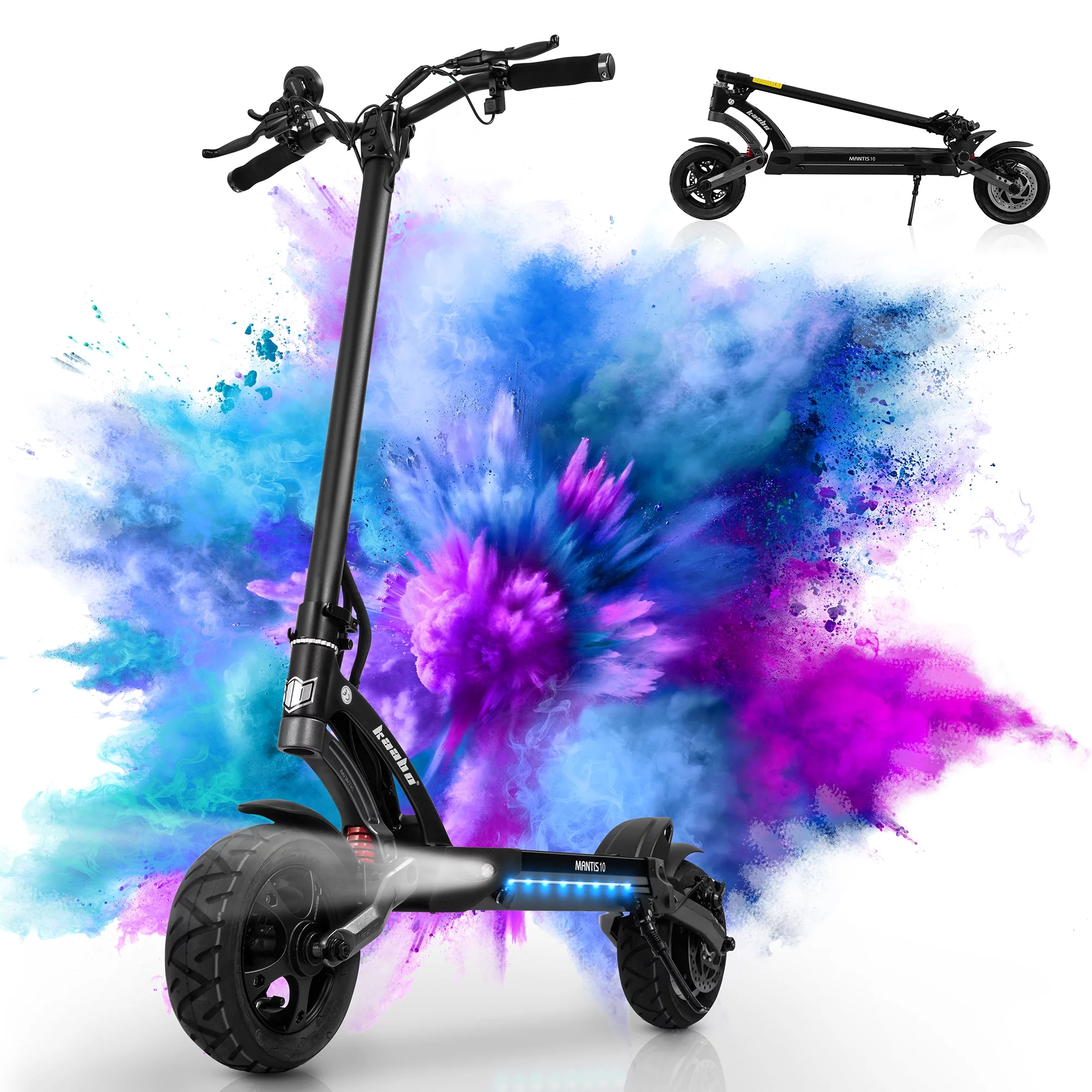Kaabo Electric Scooter for Adults Mantis 10,High Performance Comfort Scooter with 25 Miles Range,Max Speed 19 MPH, Max Gear motor 500W,10 inch Wheels Black - Womvr