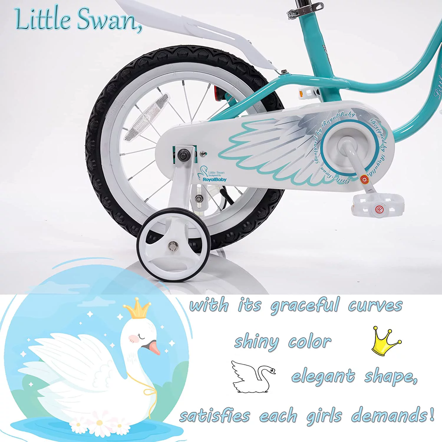 Royalbaby Little Swan Red 14 Girl's Bicycle with Training Wheels and Basket - Womvr