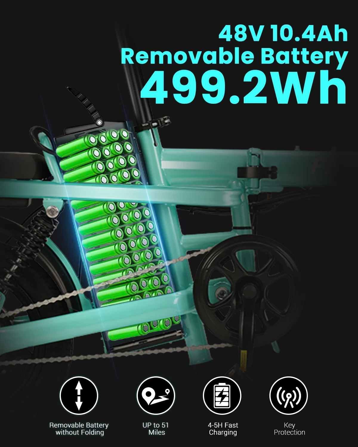 Favoto Folding Electric Bike - Triple Suspension Ultra Stable Frame Foldable Ebike with 400W Motor 48V10.4Ah Removable Battery - Womvr