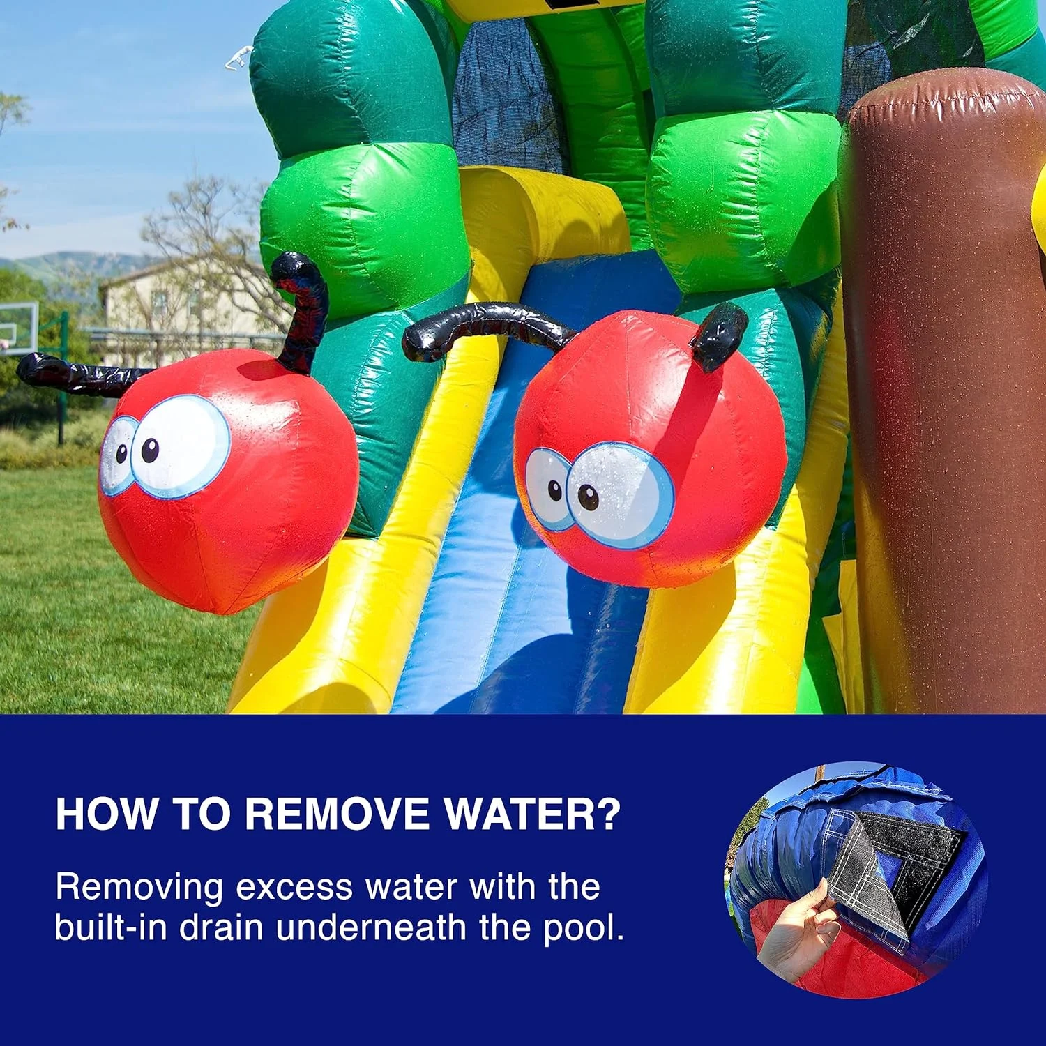 JumpOrange Water Slide Bounce House for Kids (with Blower), Caterpillar - Womvr