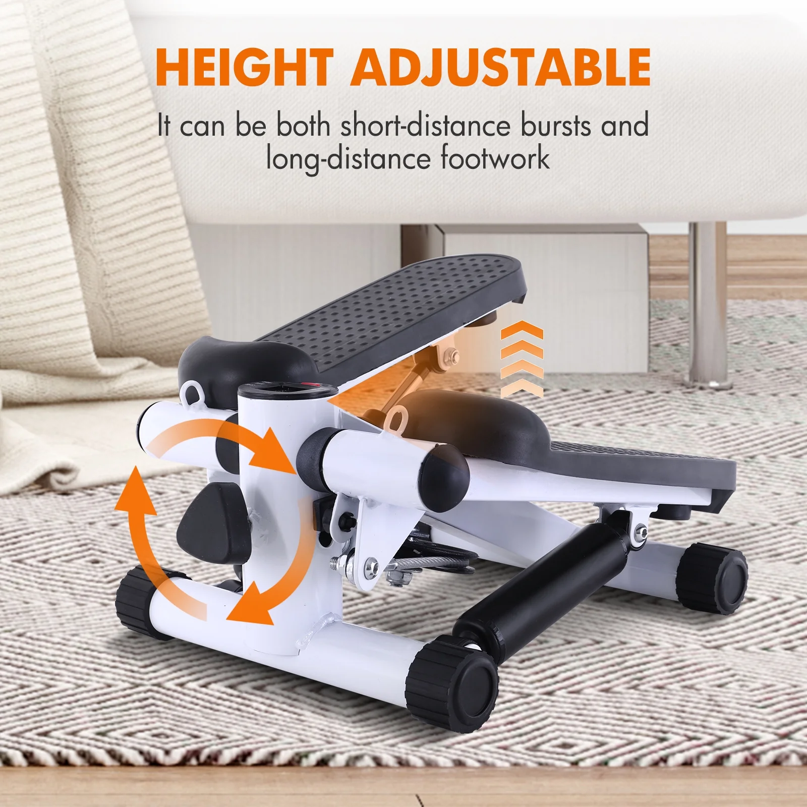 Mini Stepper Air Stair Climber Exercise Machine Health Aerobic Fitness Elliptical Trainers with Resistance Band LCD Display Gray - Womvr