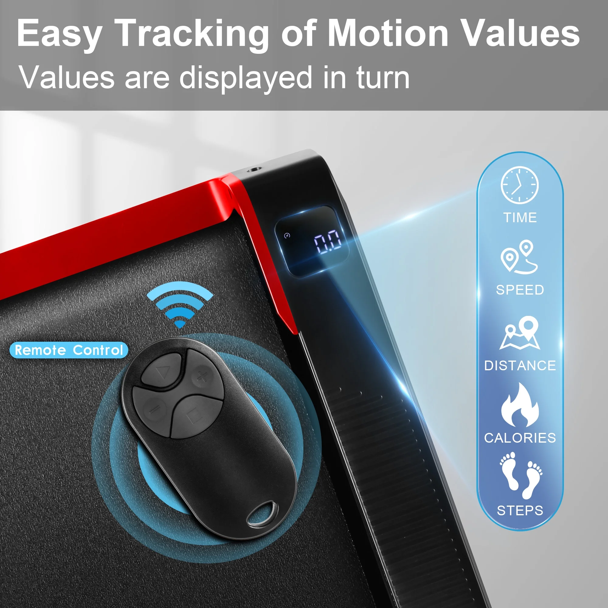 Tikmboex Walking Pad Treadmill with 5% Incline, 2.5HP Under Desk Treadmil with Remote and Unique Lamp Strip Design for Walking Running, Black & Blue 300 Lbs Capacity - Womvr