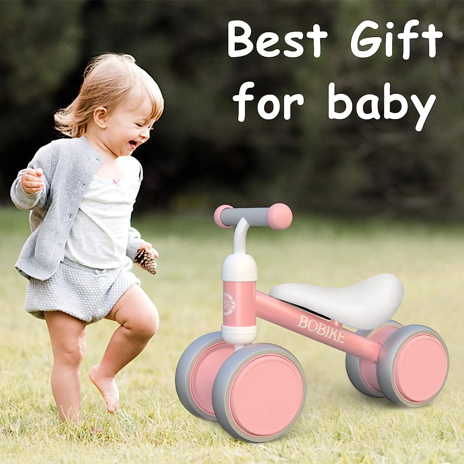 Bobike Baby Balance Bike Toys for 1 Year Old 10-24 Months Toddler Walker Bicycle Pink - Womvr
