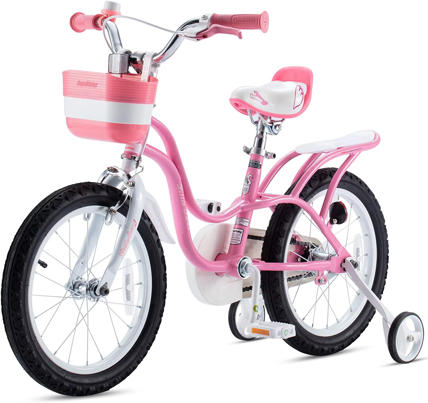 Royalbaby Little Swan Red 14 Girl's Bicycle with Training Wheels and Basket - Womvr