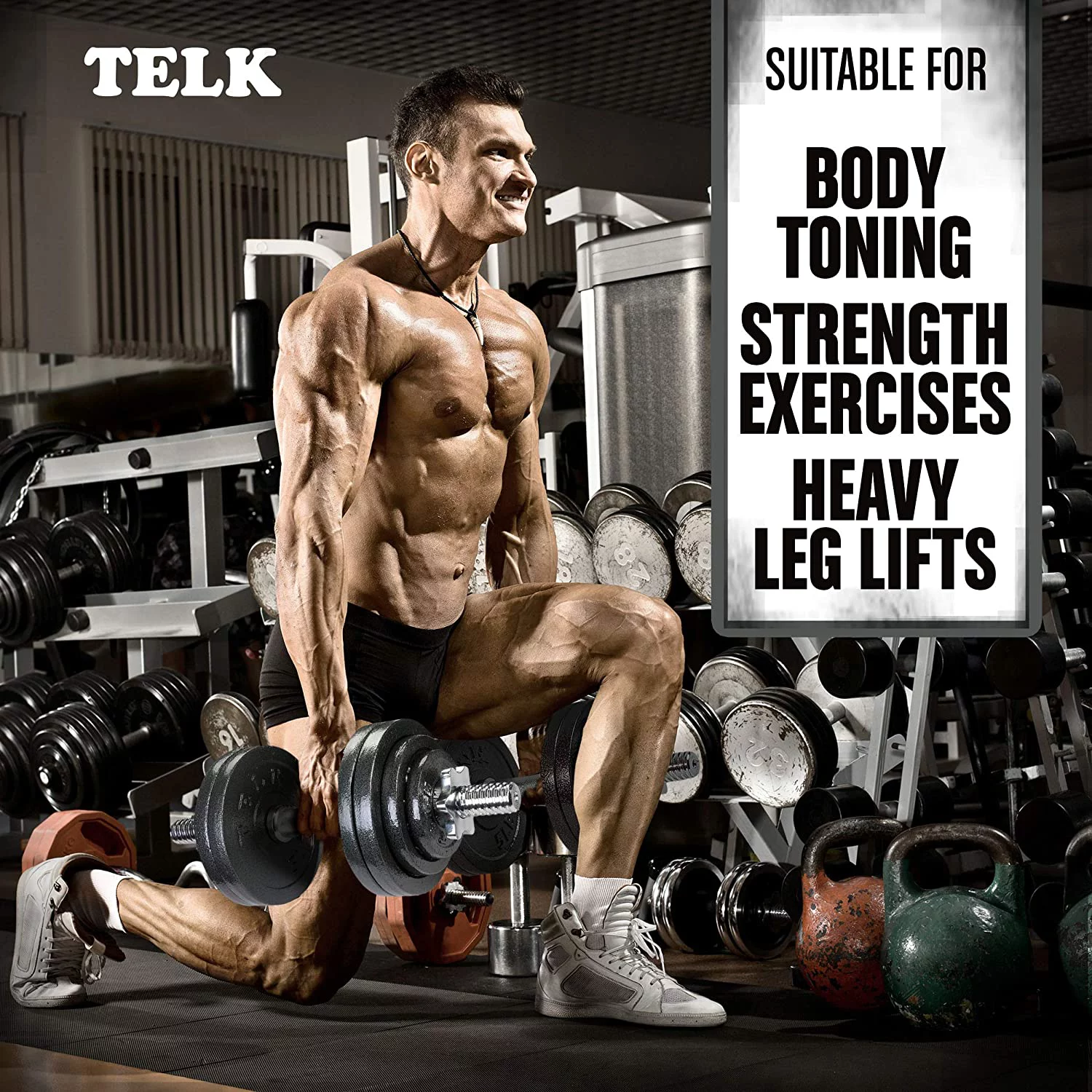 Telk Fitness Adjustable Dumbbells 45 Lbs., Hand Weights for Home Gym - Womvr