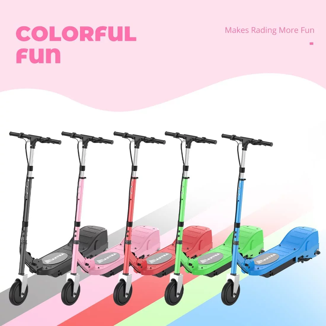 Maxtra Scooters E100 Electric Scooter for Kids Ages 6-12 - Up to 10 Mph, Foldable and Adjustable Handlebar - Womvr