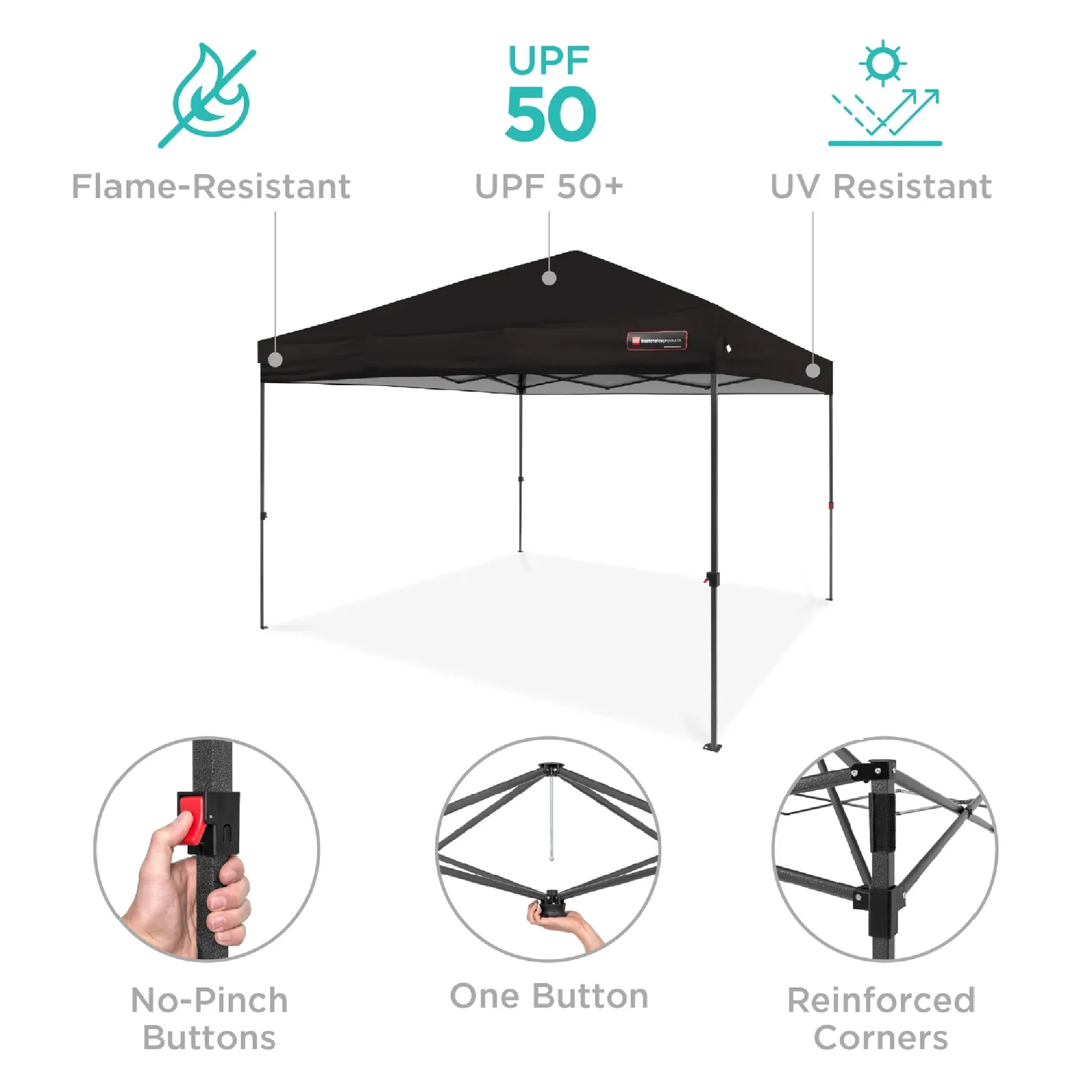 Best Choice Products 10x10ft Easy Setup Pop Up Canopy w/ 1-Button Setup, Wheeled Case, 4 Weight Bags - Cerulean - Womvr