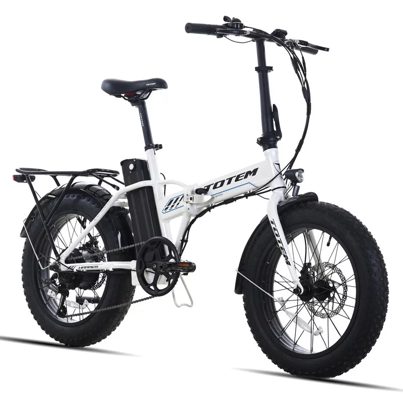 Totem Hammer Electric Bike for Adults, 20” x 4” Fat Tire Folding Ebike, 500W Powerful Motor Electric Folding Bike, 48V 10.4Ah Removable Battery, Shimano 7-SPEED Gears, Black - Womvr