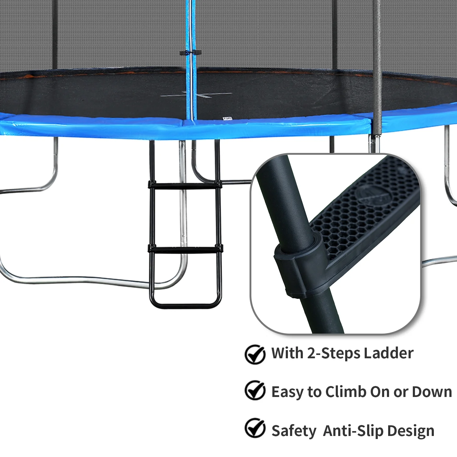 Trampoline for Kids, 14ft Trampoline with Basketball Hoop, Kids Trampoline for Ourdoor with Ladder, W-Shaped Leg for More Sturdy,  72 pcs Springs - Womvr