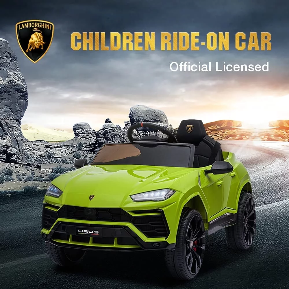 Lamborghini Urus 12V Electric Powered Ride on Car Toys for Girls Boys, Black Kids Electric Vehicles Ride on Toys with Remote Control, Foot Pedal, MP3 Player and LED Headlights, CL61 - Womvr