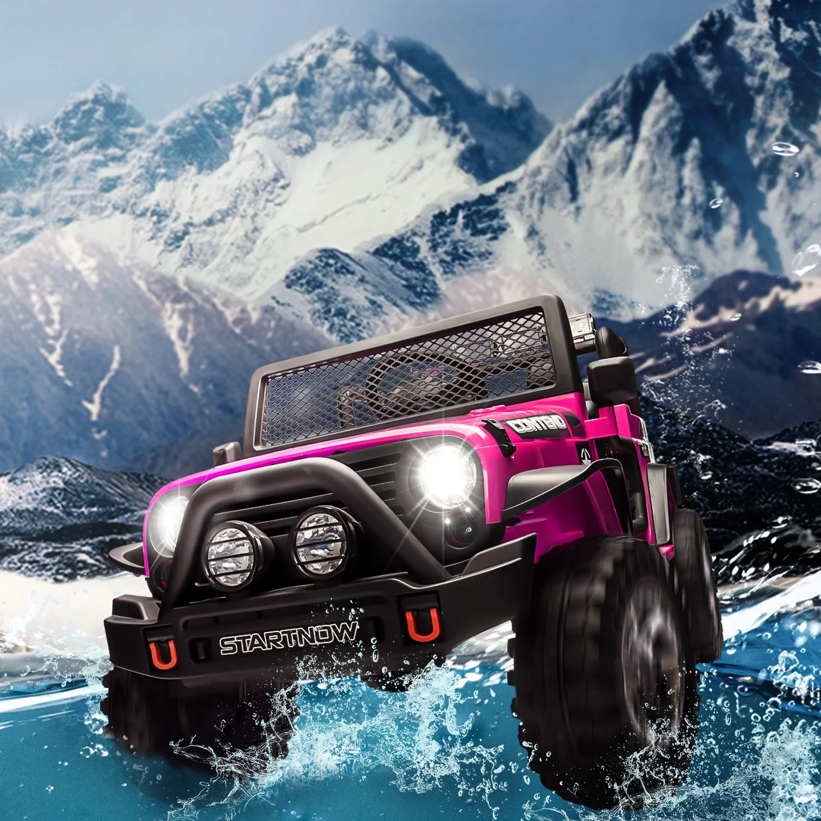 CAIDI 12 V Kids Ride On Truck, 2-Seater Battery Powered Toy Car w/ Remote Control, Spring Suspension, Bluetooth, LED Lights - Womvr