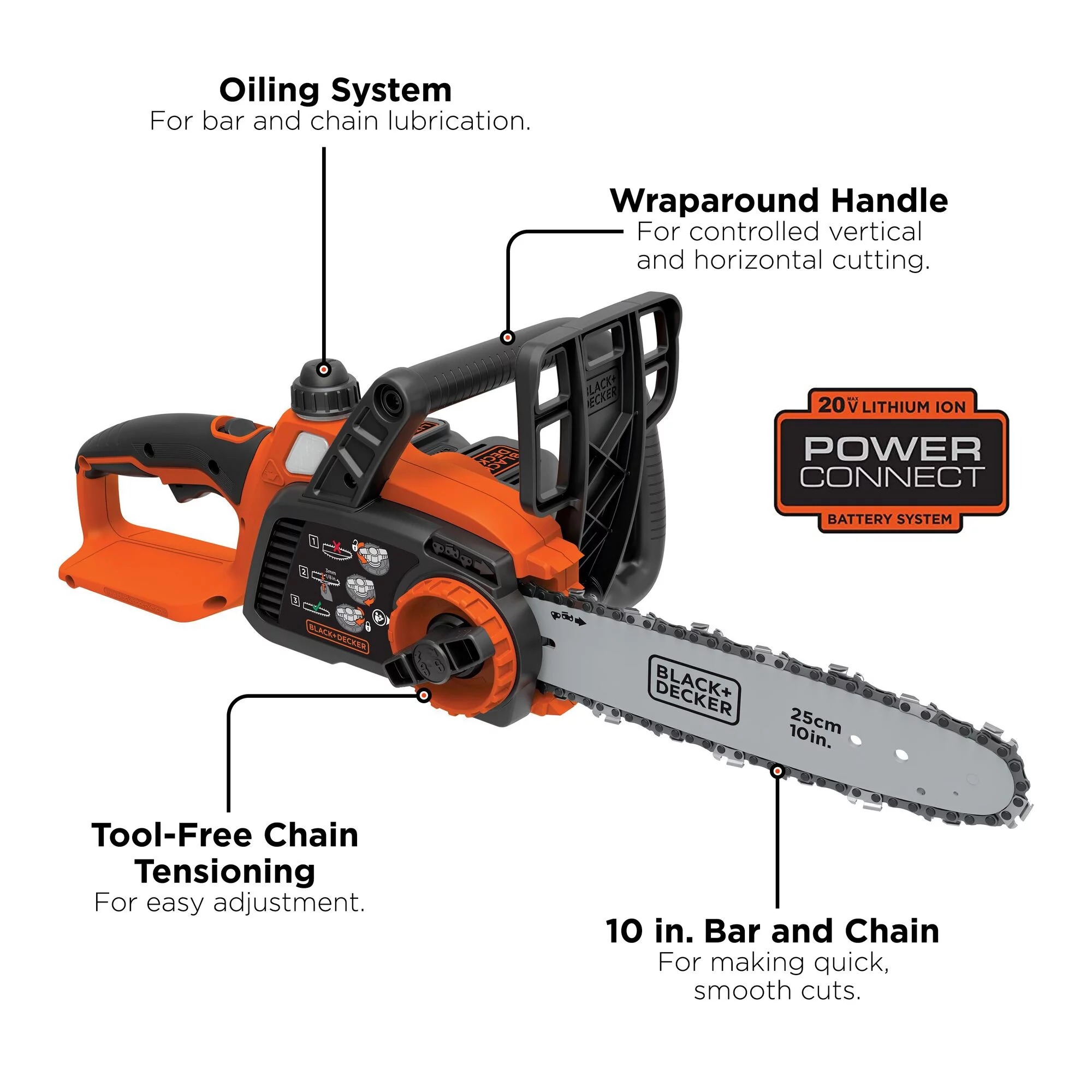 BLACK+DECKER LCS1020 20V MAX Lithium 10 in. Chainsaw - Womvr