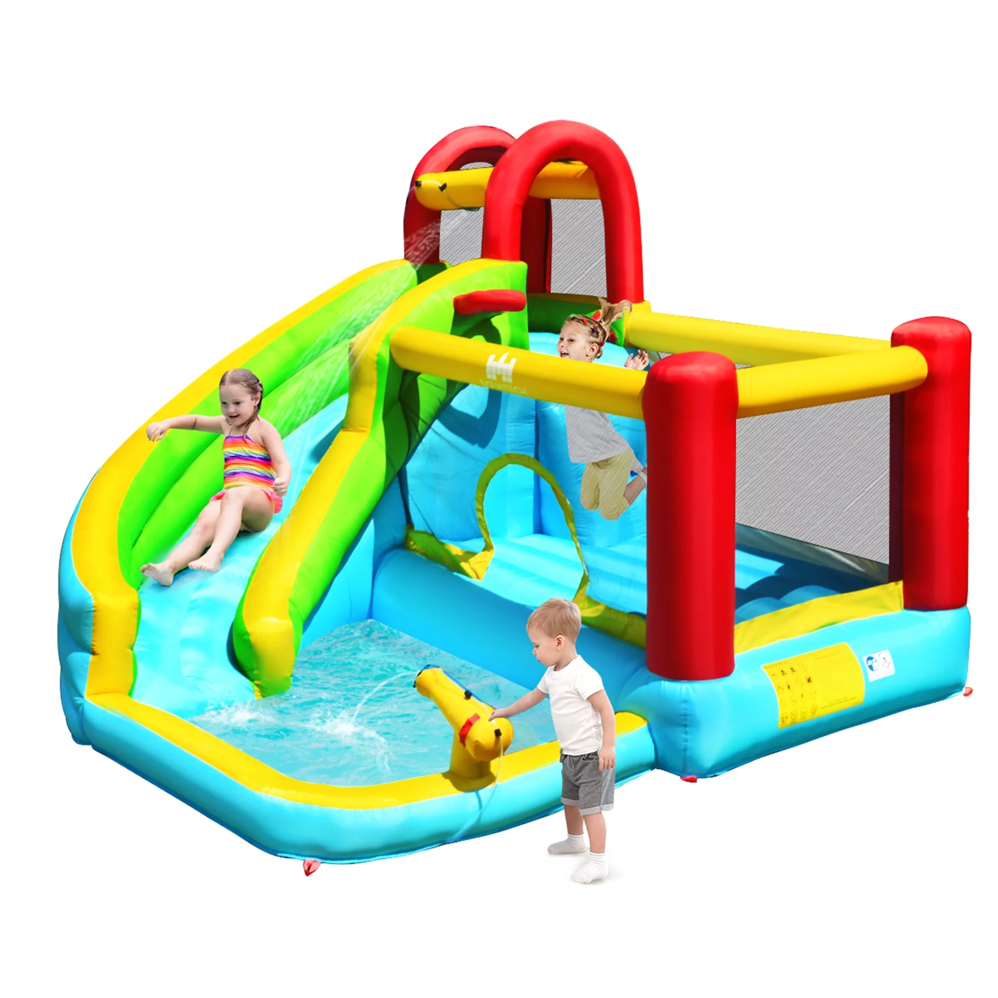 Gymax Inflatable Kids Water Slide Jumper Bounce House Splash Water Pool Without Blower - Womvr